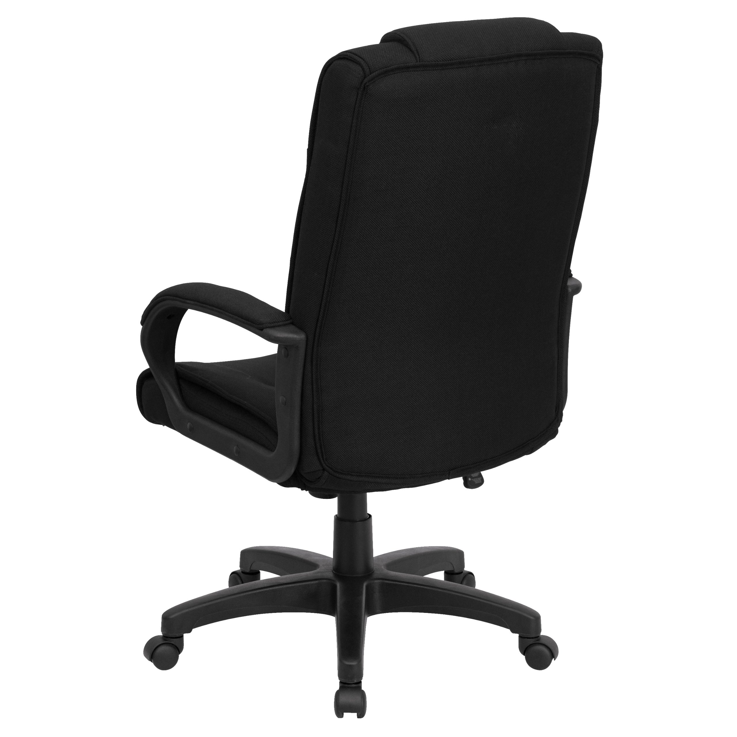 Ergonomic High Back Black Fabric Office Chair with Multi-Line Stitch & Swivel Base - Adjustable Arms for Home & Workspace Comfort