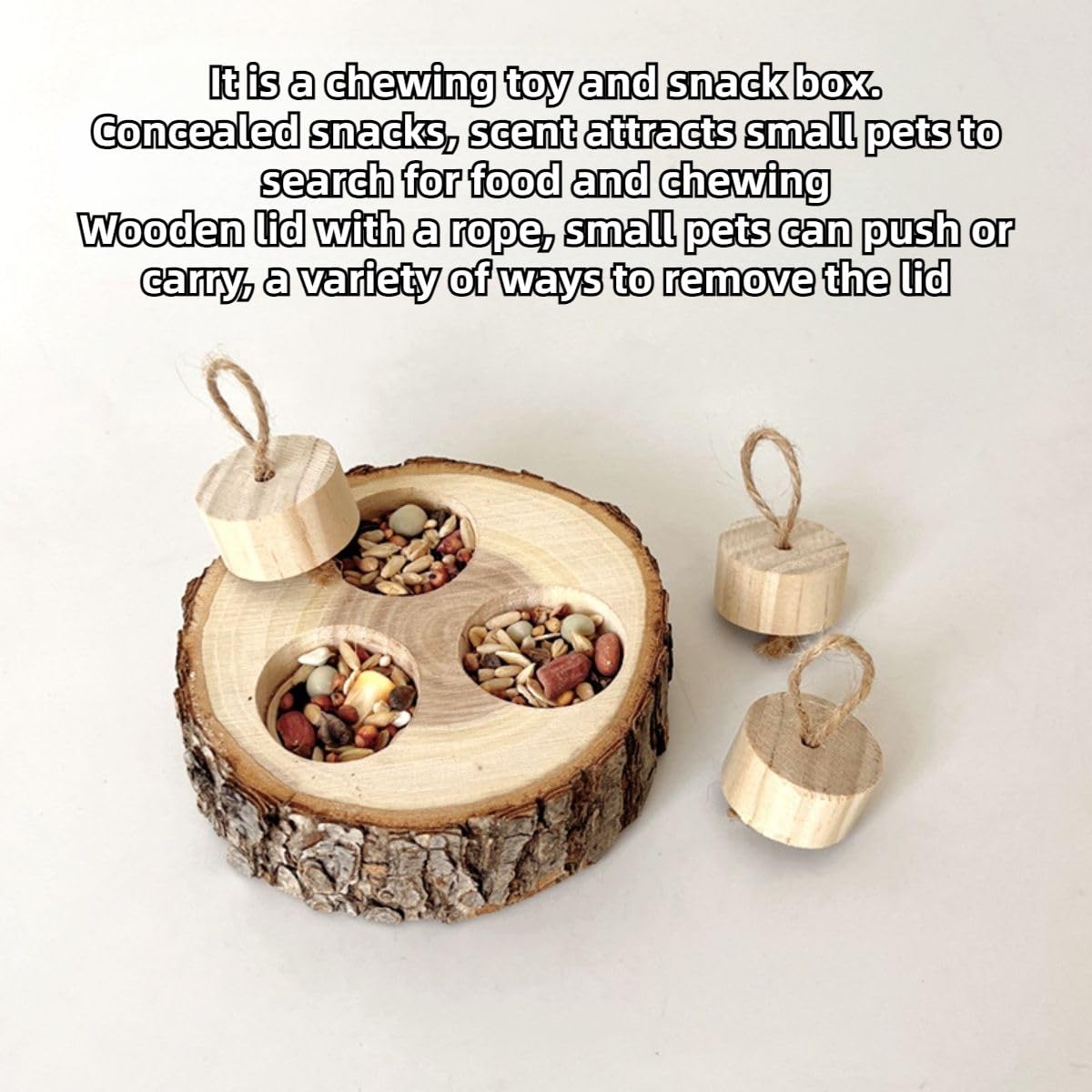 3-in-1 Wooden Small Animal Foraging Toys - Interactive Treat Dispenser Enrichment Toys for Guinea Pigs, Hamsters, Rabbits, Chinchillas, Rats & Gerbils (Colorful) - Stimulate Natural Foraging Instincts & Keep Pets Entertained