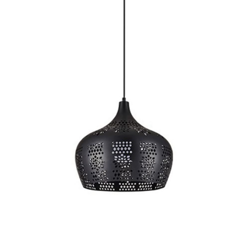 Vintage Industrial LED Chandelier - Handcrafted Wrought Iron Hollow Carved Ceiling Pendant Light Fixture for Restaurant, Bar, Cafe & Home Decor | Retro Lighting for Dining Room, Living Room & Commercial Spaces (Color: Black)