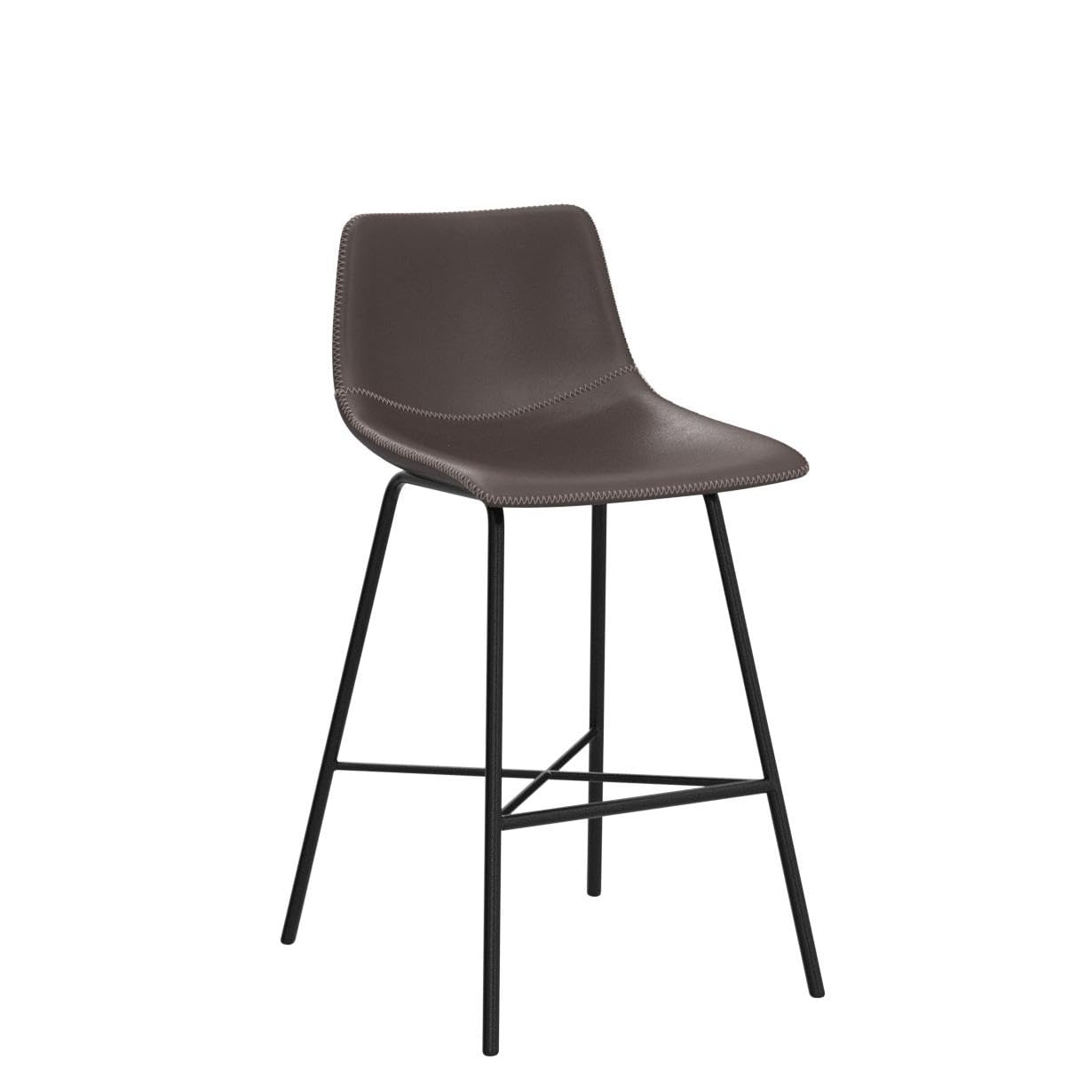 Poly and Bark 24-Inch Counter Height Bar Stools Set of 3 - Modern Kitchen Island Stools with Back Support - Comfortable Brown Bar Chairs for Kitchen, Dining & Breakfast Nook - Durable Countertop-High Stools for Home Decor - Perfect for Entertaining, Casual Dining & Small Spaces