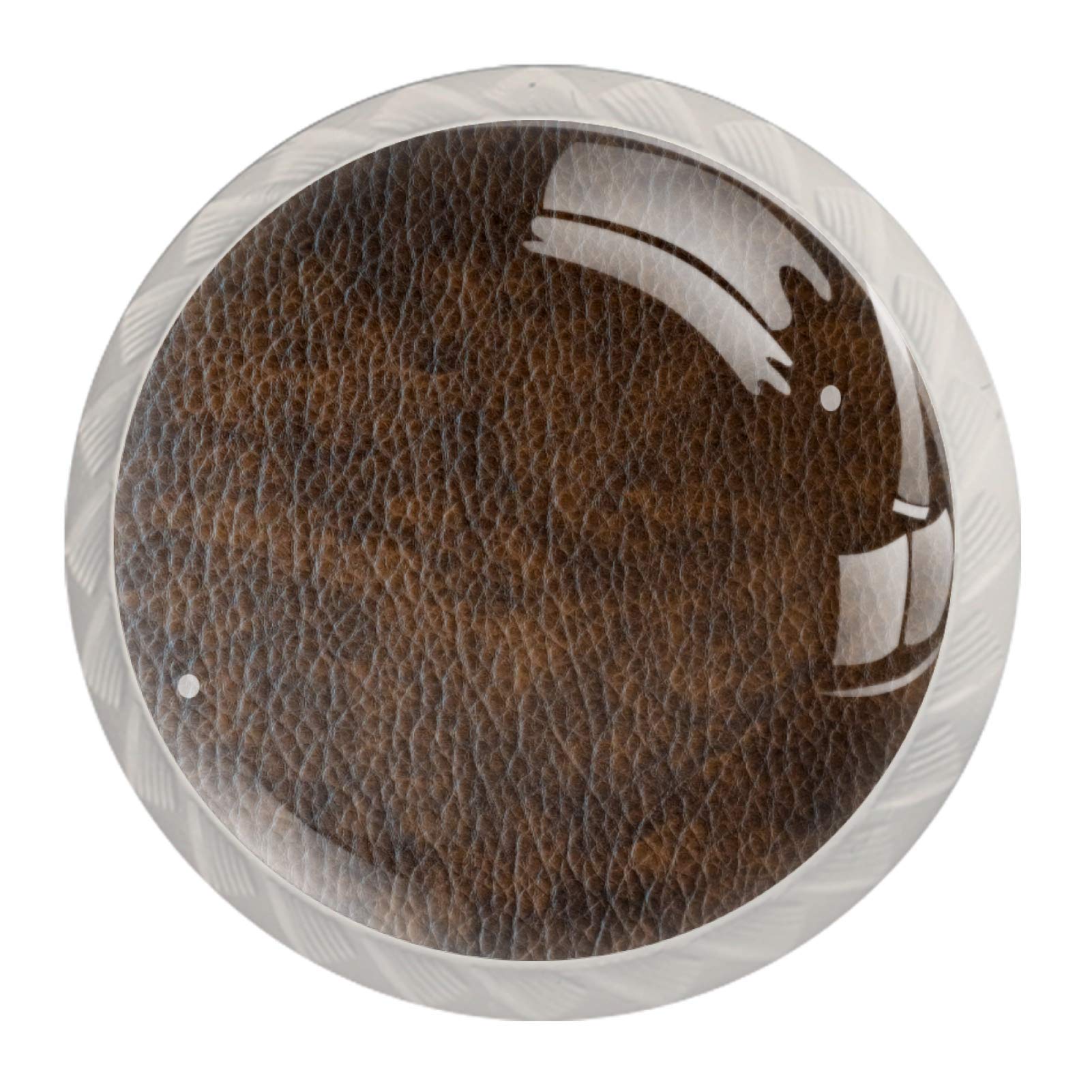 Elegant Brown Leather & Crystal Glass Cabinet Knobs - 1.18 Inch Kitchen & Bathroom Drawer Pulls (4 Pack) - Perfect for Modern Home Renovation & Furniture Upgrade