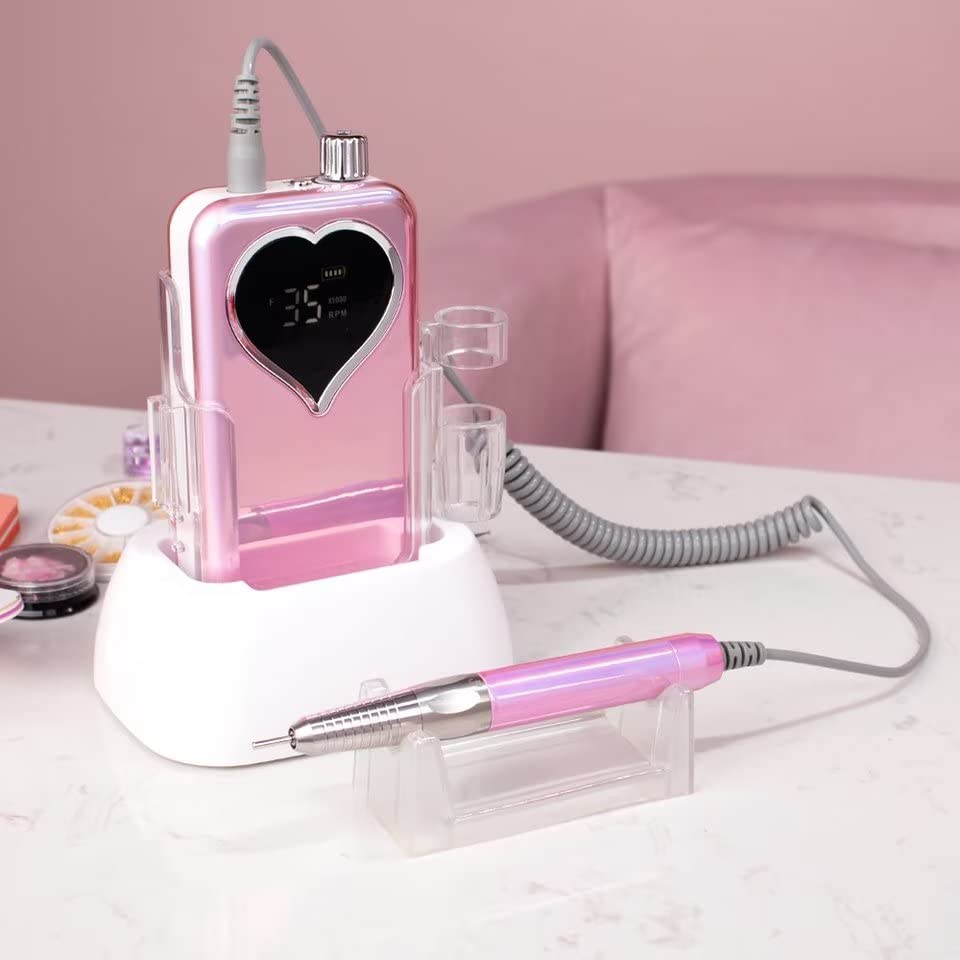 Professional Cordless Nail Drill 35000RPM - Rechargeable, Portable & Gradient Color Design for Salon & Home Manicure/Pedicure | Perfect for Nail Art, Acrylics & Gel Extensions