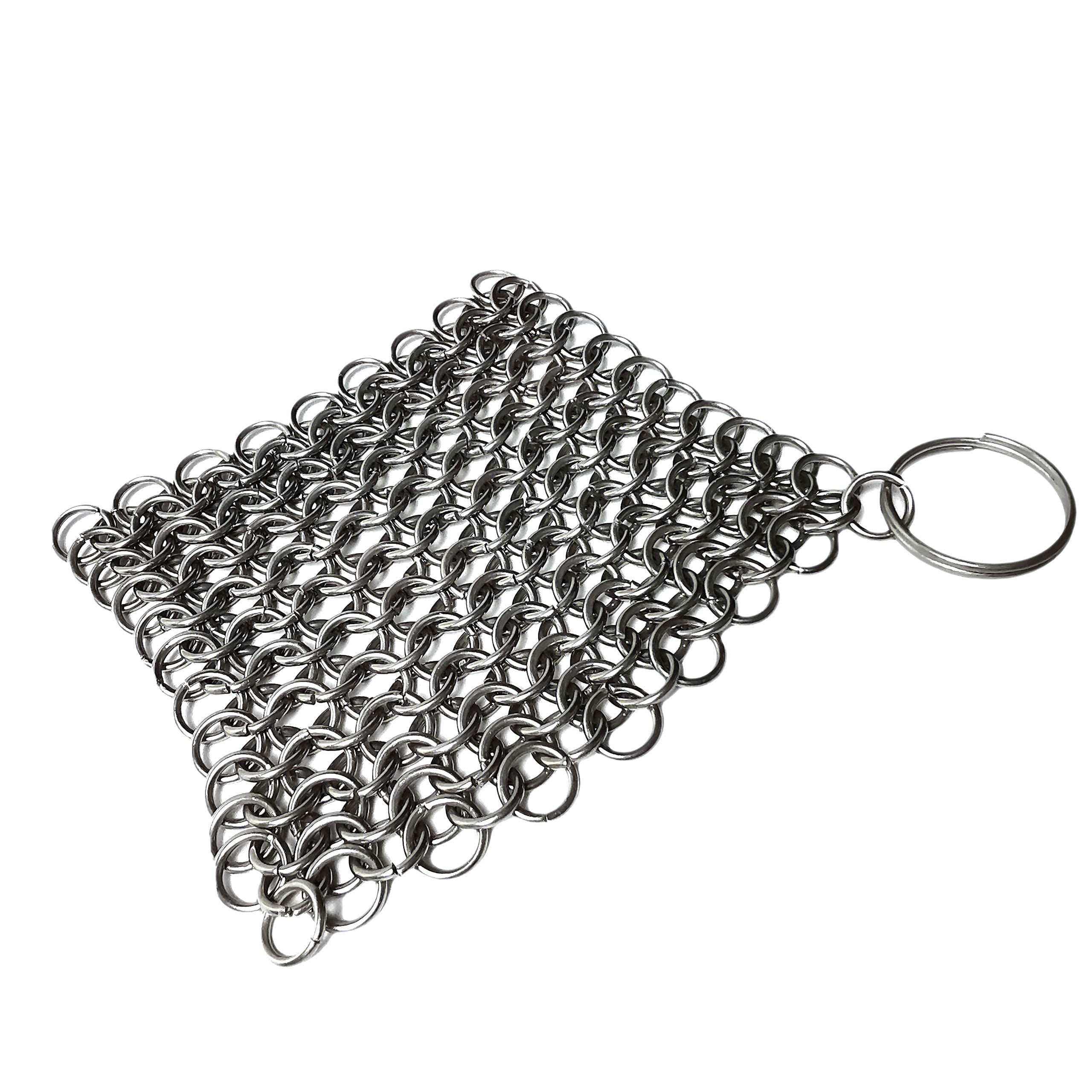 Premium Stainless Steel Chainmail Scrubber for Cast Iron Skillets, Pans & Dutch Ovens - 3.9