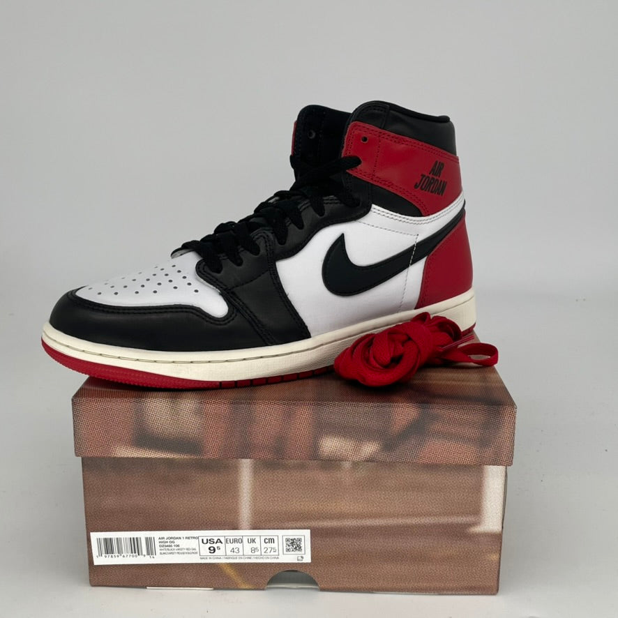 AIR JORDAN 1 Black Toe Reimagined Sneakers - Men's Size 9.5/Women's Size 11 (DZ5485-106) - Retro Basketball Shoes for Streetwear & Casual Outfits