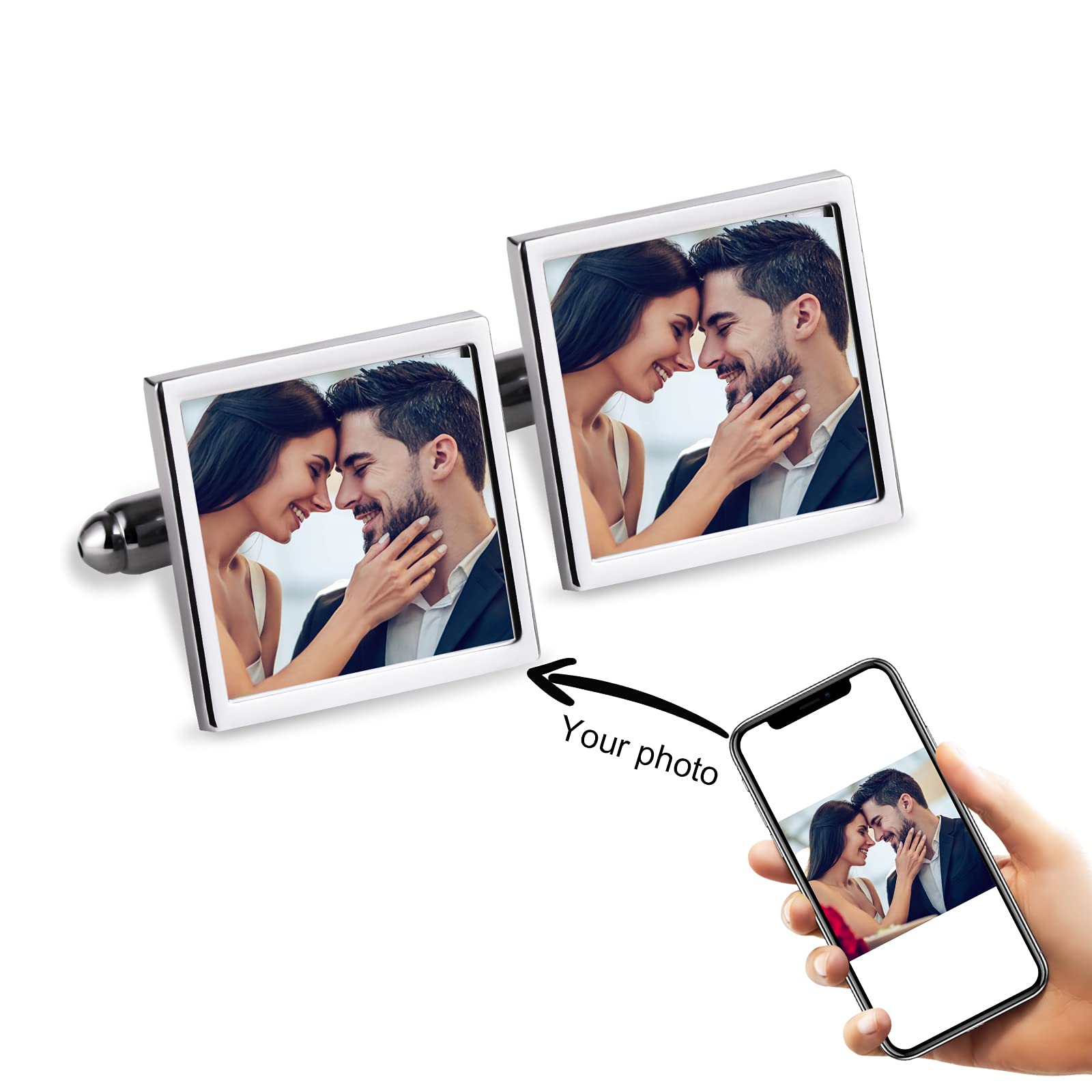 Custom Personalized Stainless Steel Cufflinks for Men - Wedding, Christmas & Business Gifts - Engraved Photo Cufflinks - Unique Dress Shirt Accessories for Formal Events, Prom & Special Occasions