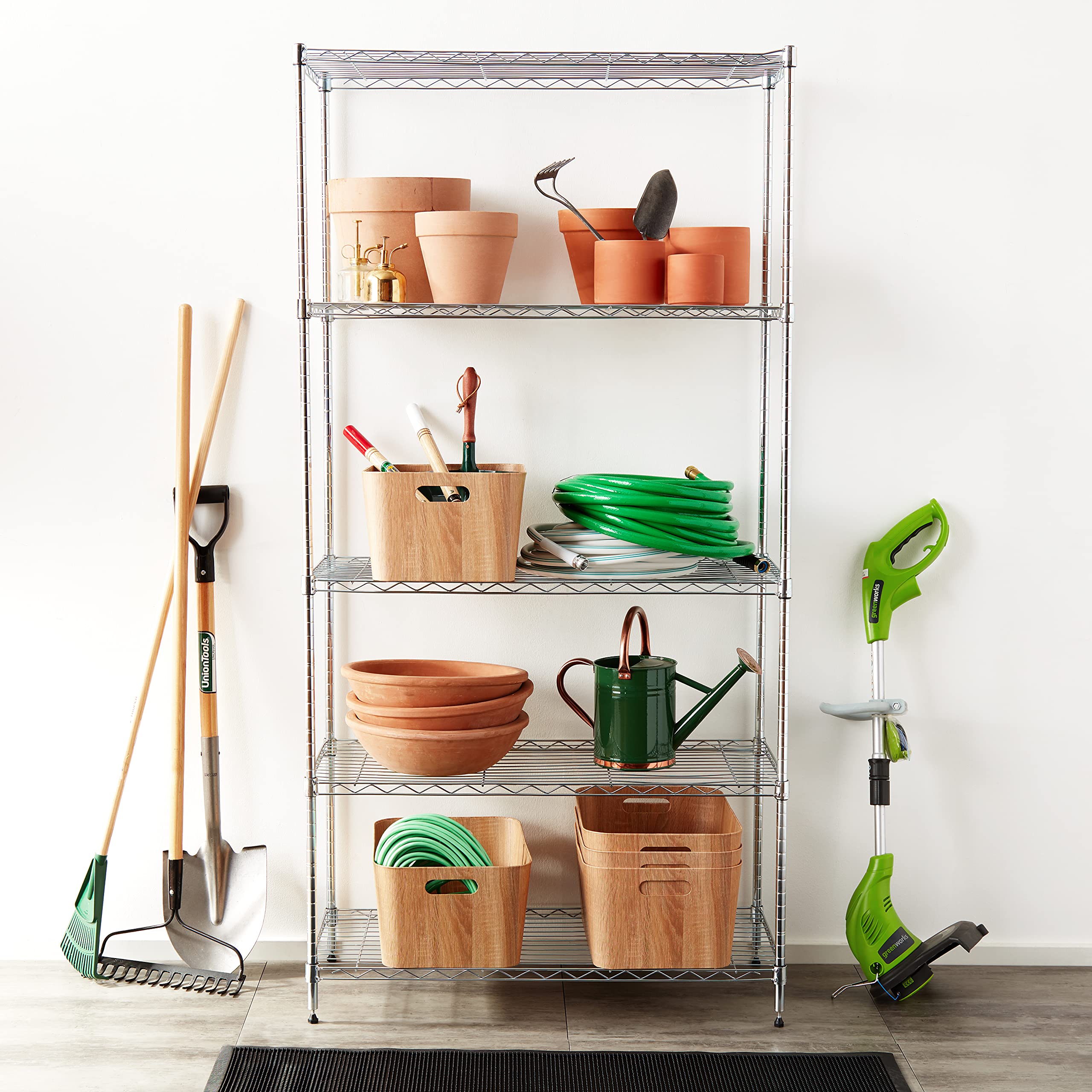 IRIS USA 5-Tier Metal Wire Storage Shelf Unit - Heavy Duty Organizer Rack for Garage, Closet, Pantry & Home Organization (Silver)