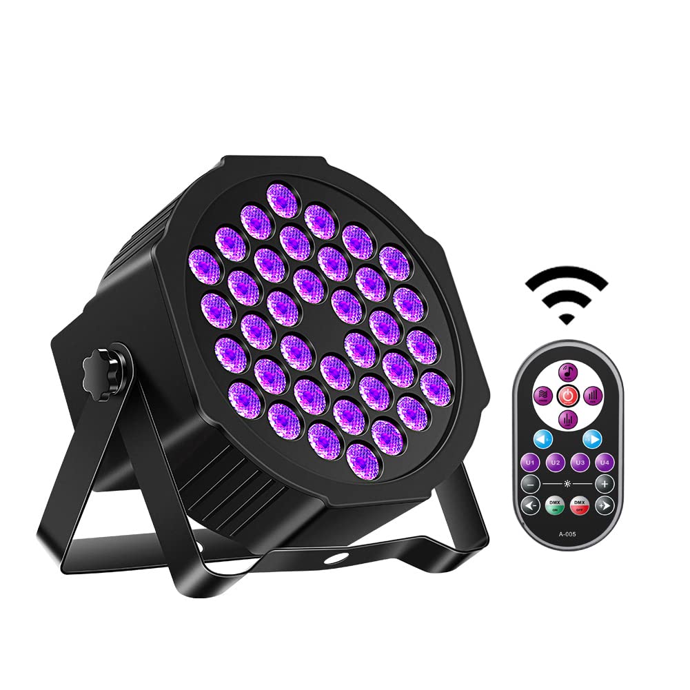 36 LED Black Lights - U'King 72W UV Stage Lighting with DMX & Remote Control - Glow in The Dark Party Supplies for Halloween, Rave, Neon Dance Club & Stage Performances (1 Pack)