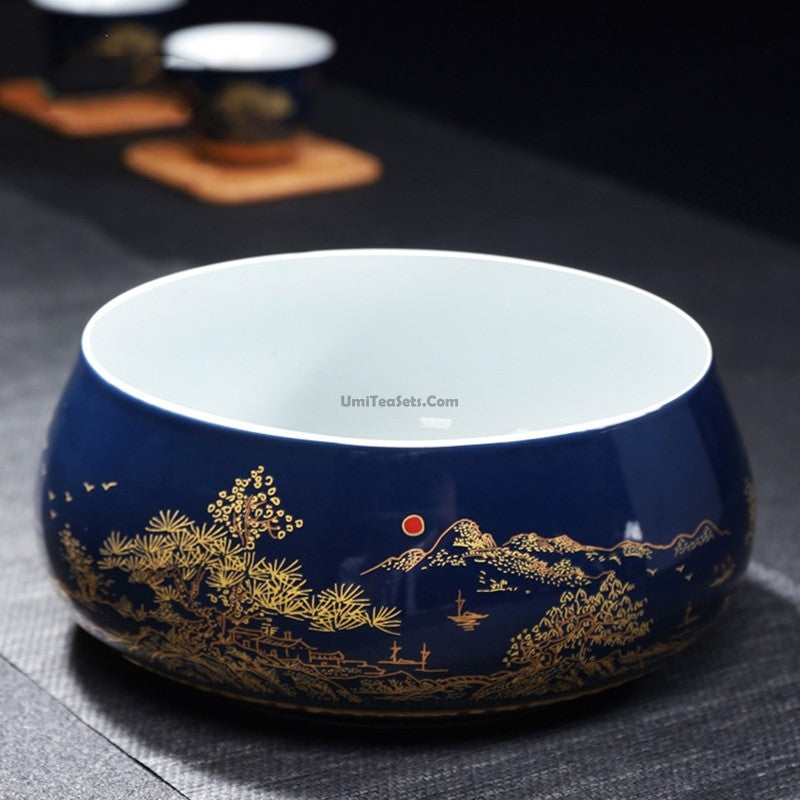 Exquisite Chinese Blue Landscape Porcelain Tea Set - Handcrafted 12-Piece Ceramic Gift Set for Afternoon Tea, Home Decor & Wedding Gifts - Perfect for Tea Ceremonies, Housewarming & Collectors