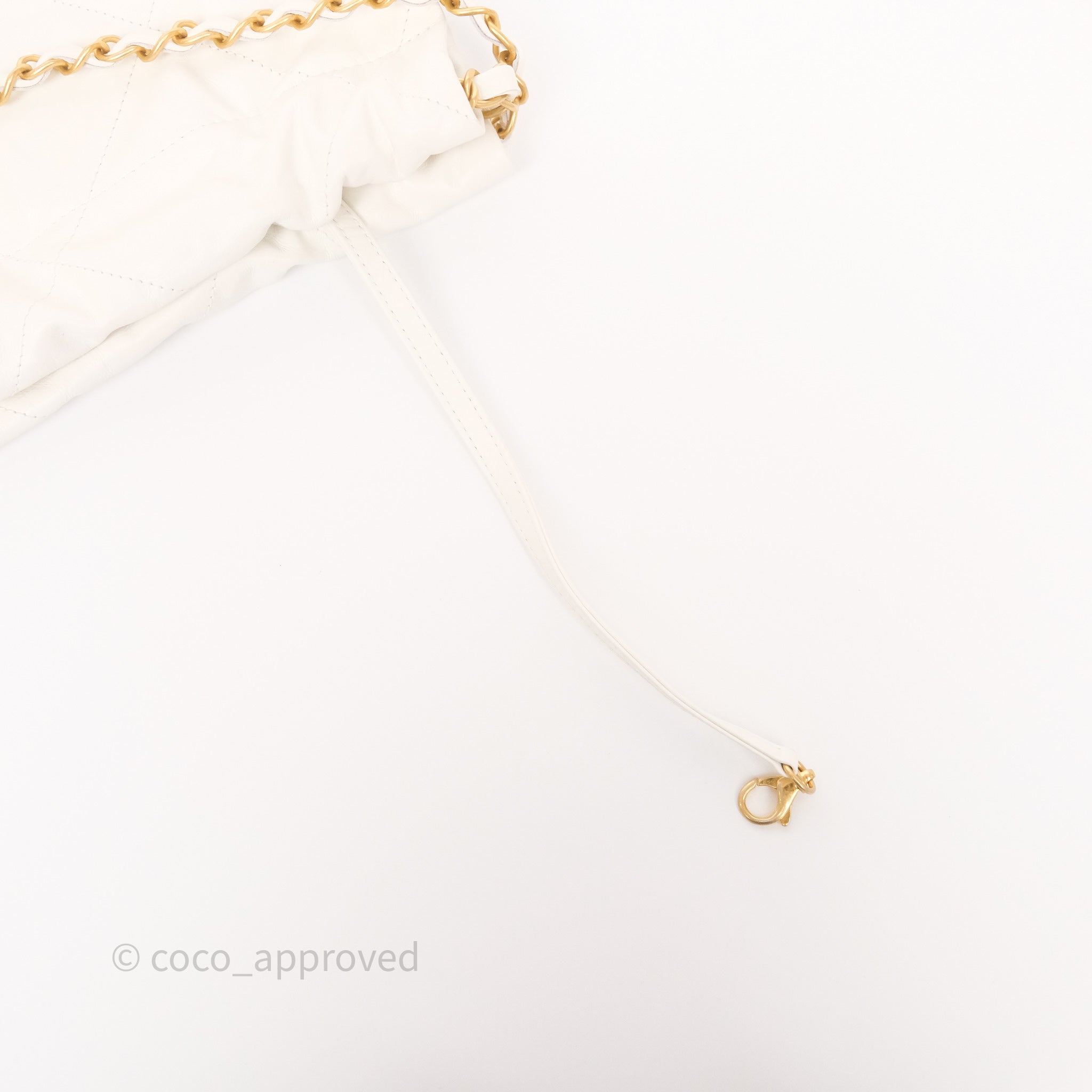 Chanel 22 Small Handbag in White Aged Calfskin with Black Logo & Aged Gold Hardware - Perfect for Everyday Luxury & Evening Events