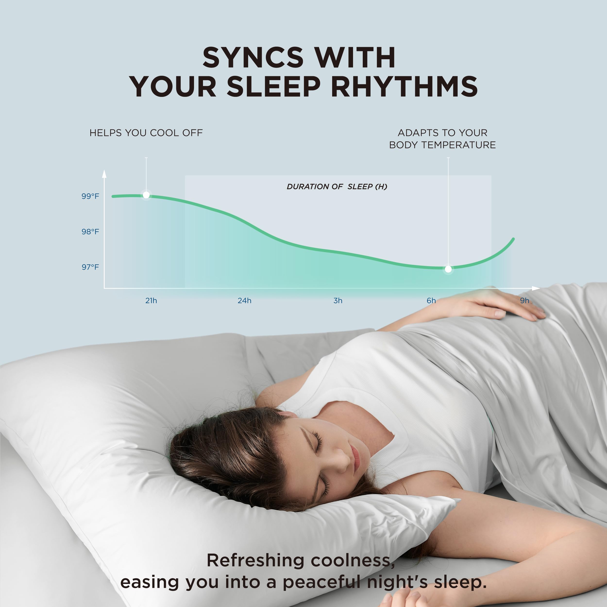Bedsure Cooling Pillowcases Queen Size Set of 2 - Silky Soft & Breathable Cold Pillow Covers for Hot Sleepers, Night Sweats Relief - Hidden Zipper, Grey, 20x30 Inches - Perfect for Summer Nights, Hot Flashes, and Temperature Regulation