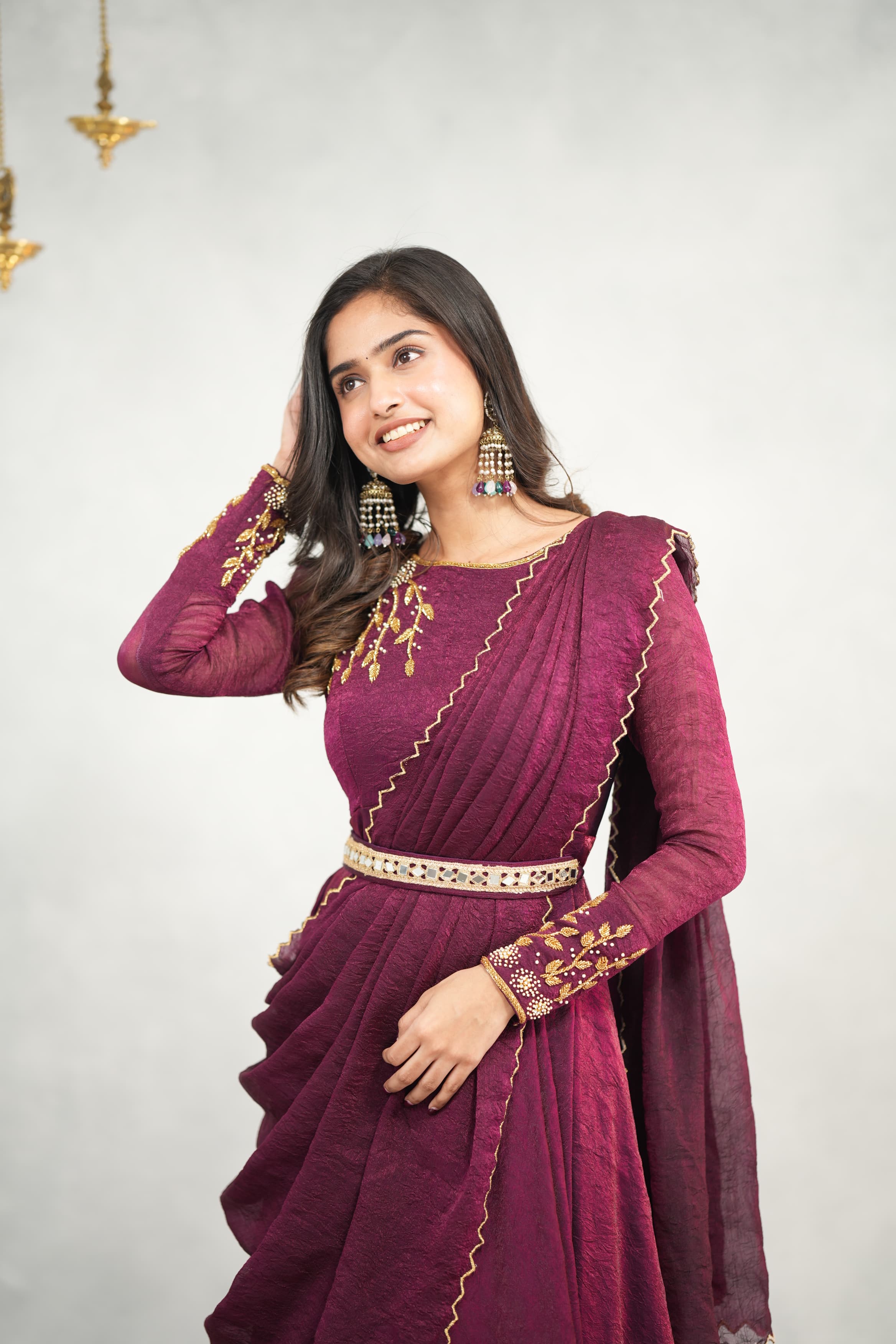 Vidhya Premium Designer Drape Wear - Elegant Fashion Shawl for Women | Perfect for Parties, Weddings & Special Occasions