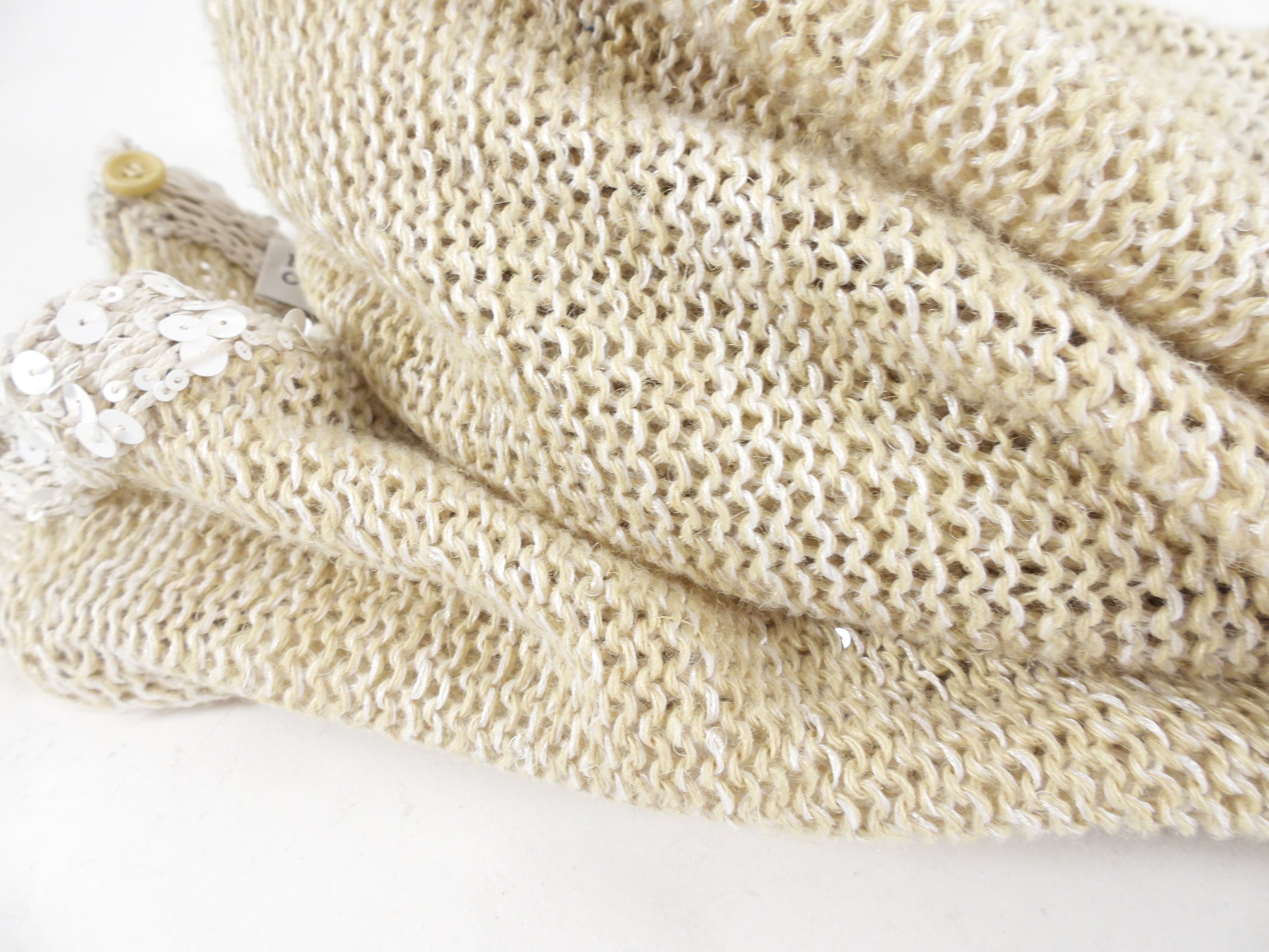 Brunello Cucinelli Beige Knit Sequin Sweater Women's Size M - Elegant Cashmere Pullover for Holiday Parties & Winter Fashion