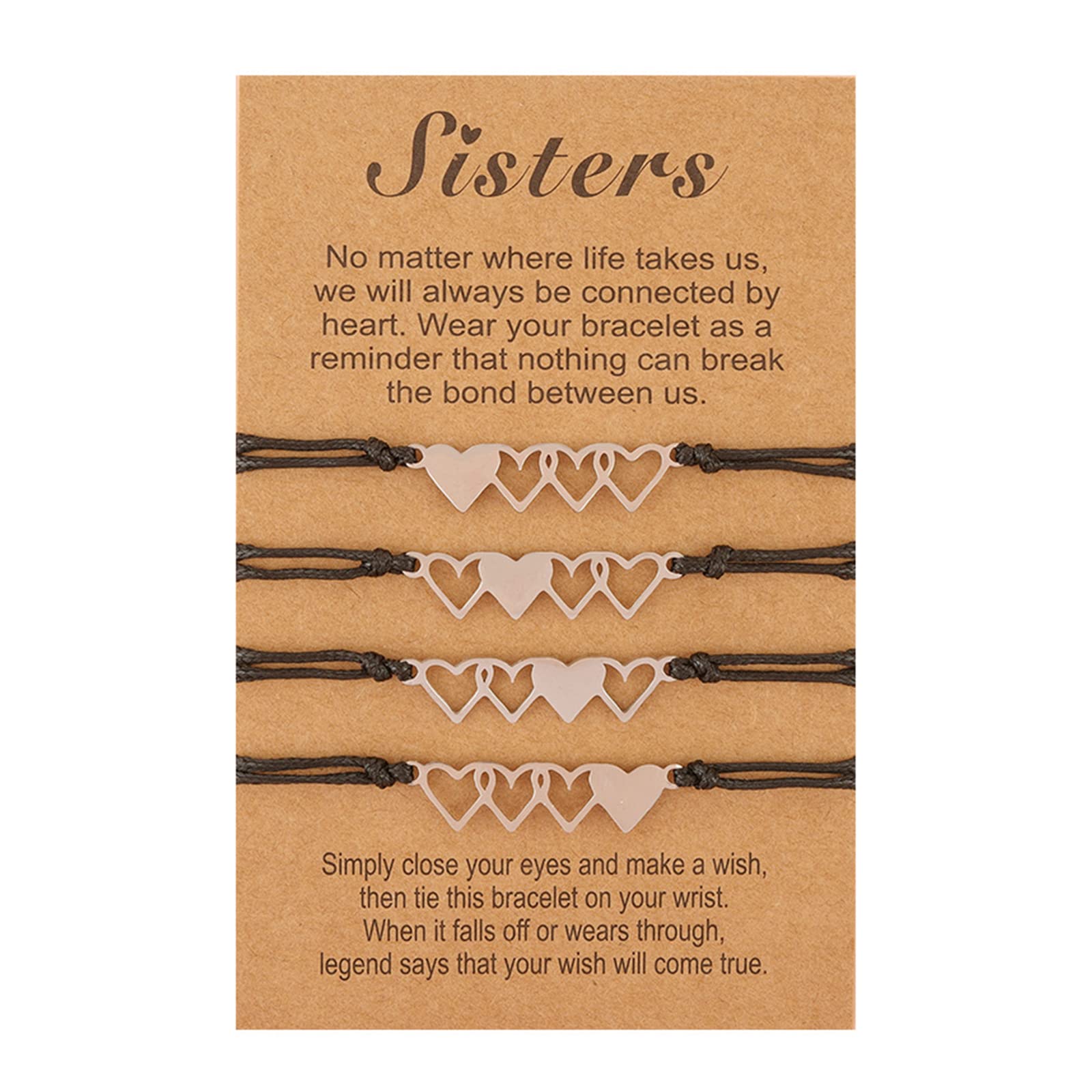 3/4/5 Pcs Best Friend Matching Bracelets Set - Heart BFF Sister Jewelry Gifts for Women & Teen Girls | Friendship, Birthday, Anniversary Gift Idea for Her