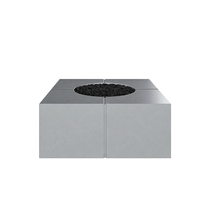 Bloq Square Fire Pit Table - Outdoor Gas Fire Pit with Lava Rocks, Perfect for Patio, Backyard, and Garden Gatherings