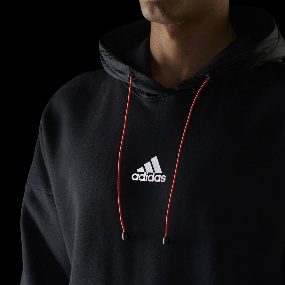adidas Space Hoodie for Men - Comfortable XL Black Pullover Hooded Sweatshirt | Perfect for Gym, Running, Casual Wear & Outdoor Activities