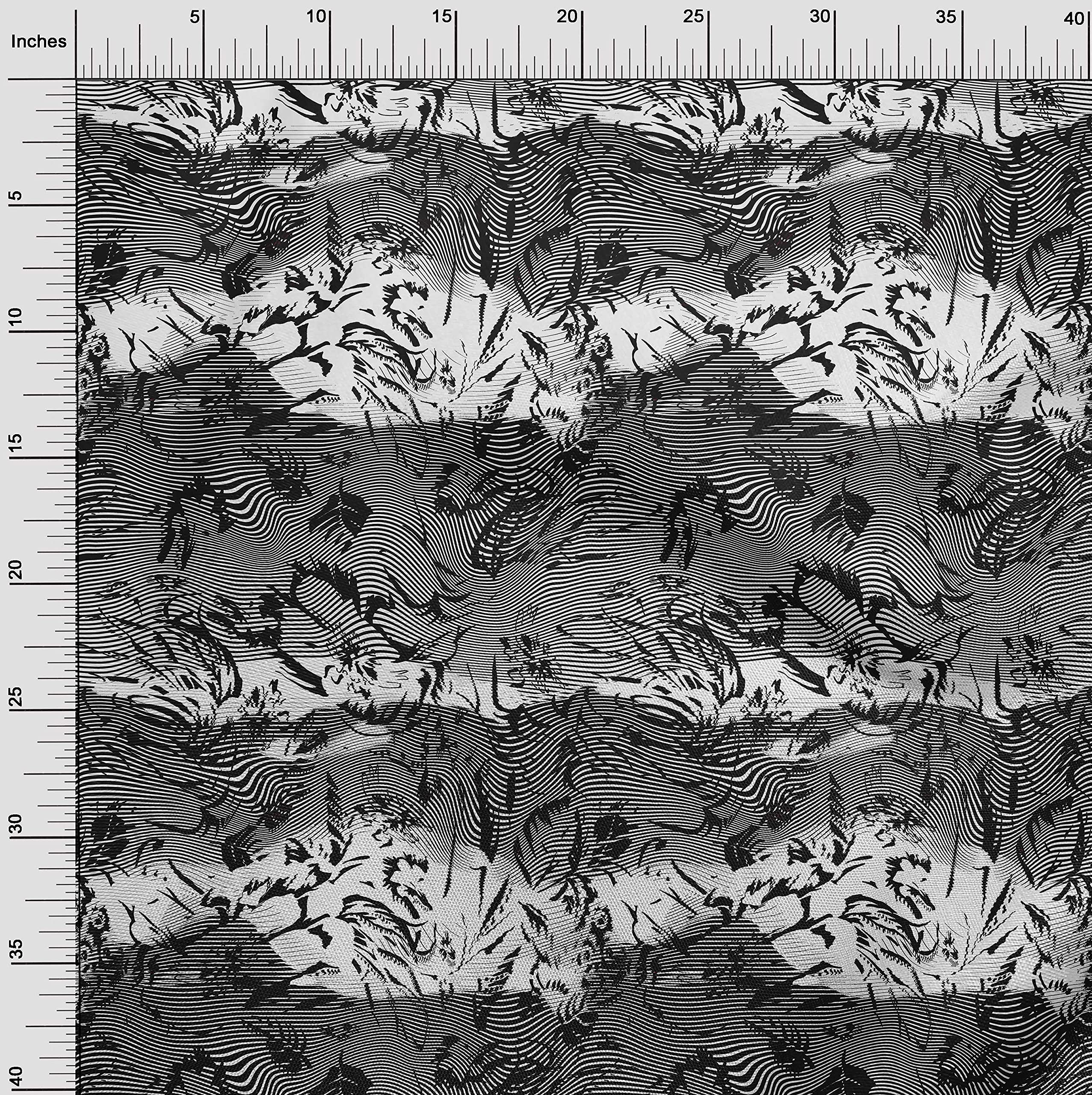 Premium 100% Cotton Cambric Black Animal Skin Print Fabric by The Yard - 56