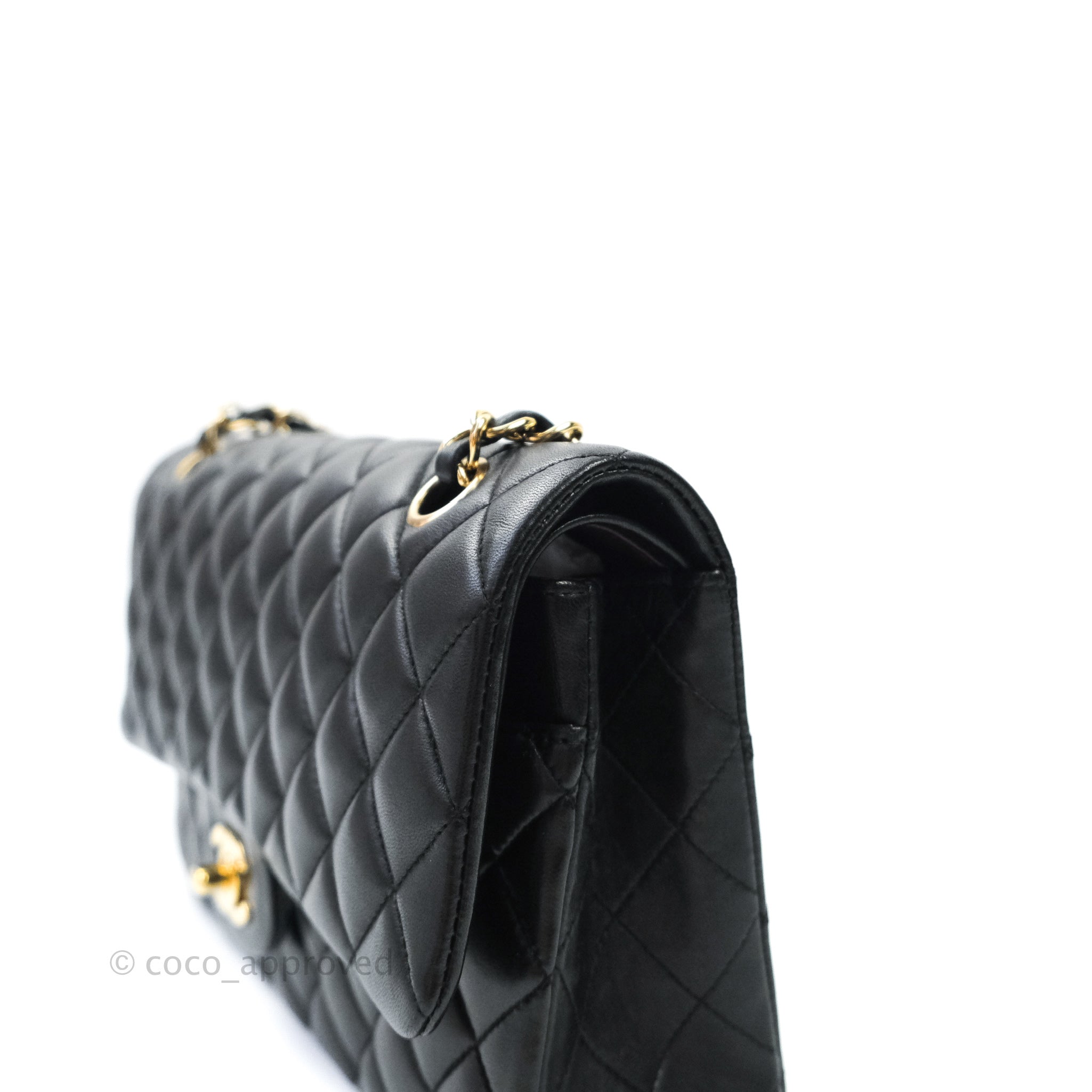 Chanel Classic Medium Double Flap Bag Black Lambskin Gold Hardware - Luxury Designer Handbag for Women, Perfect for Work, Evening Events & Special Occasions