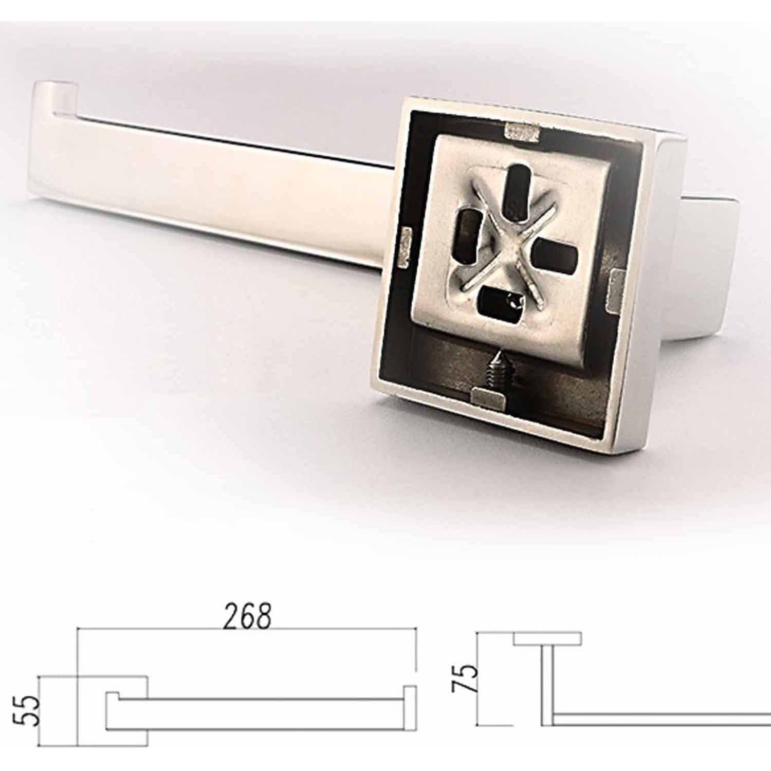 Luxury SUS304 Stainless Steel Wall Mount Toilet Paper Holder & Towel Ring - Square Bathroom Accessory with Mirror Polished Chrome Finish for Modern Home Decor | Perfect for Bathroom, Powder Room & Guest Washroom Organization