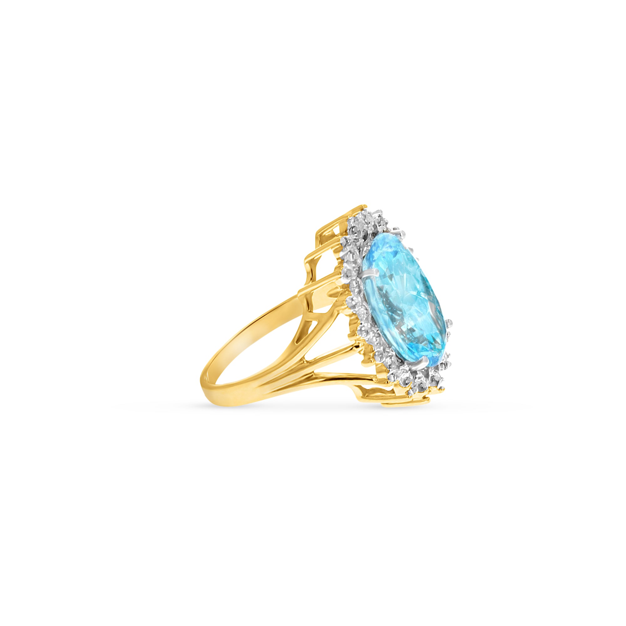 7 Carat Blue Topaz Diamond Halo Engagement Ring - Elegant Wedding Proposal Jewelry for Her, Perfect Anniversary Gift & Promise Ring