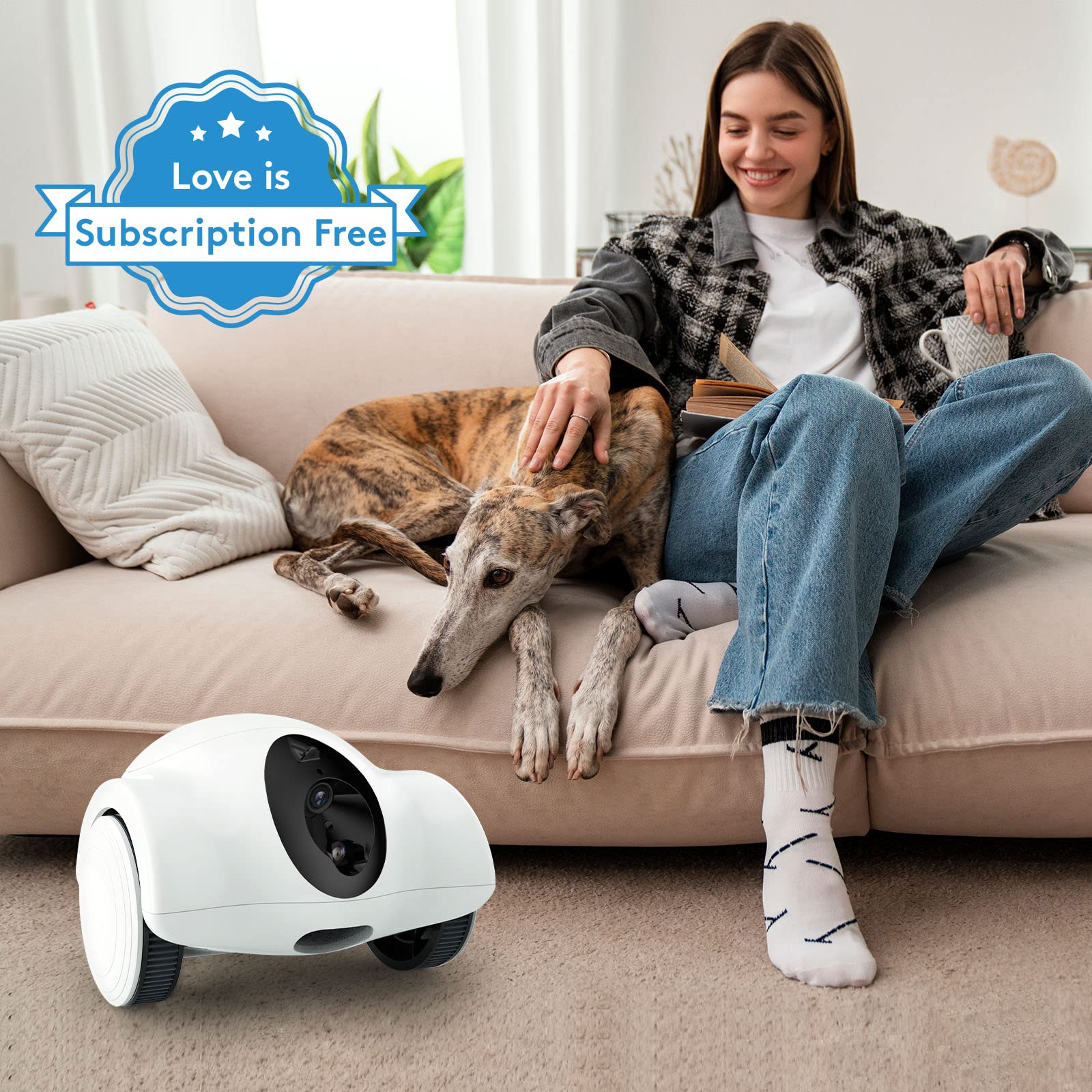 Smart Pet Camera with Phone App - 1080P HD Dog Robot Camera with 360° Rotation, 2-Way Audio & Treat Dispenser - 15-Day Standby for Dogs & Cats - 2.4G WiFi Pet Monitor (Ideal for Home, Office & Travel Pet Care)