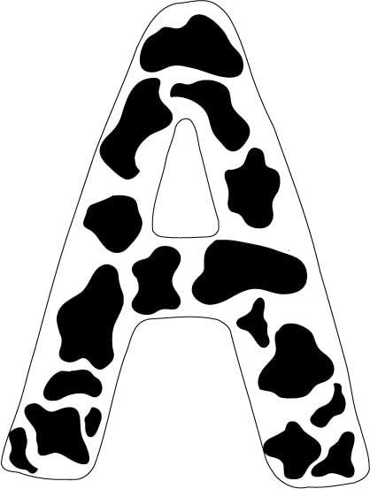 10 Inch Cow Animal Print Letter Wall Decals Stickers - Alphabet A to Z for DIY Name Signs, Nursery Decor, Kids Room Wall Art - Perfect for Birthday Parties, Classroom Decorations & Farmhouse Style Home Decor