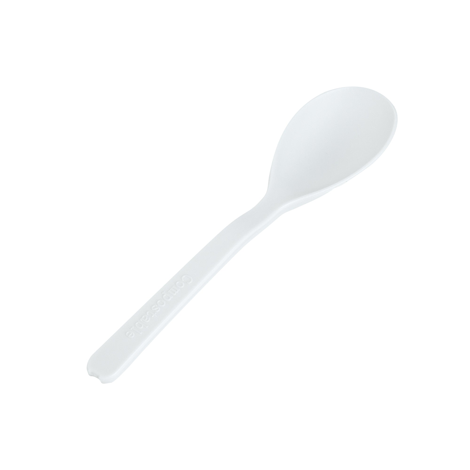 Eco-Friendly Round White Plastic Mini Spoons - Heat Resistant, Compostable, 4