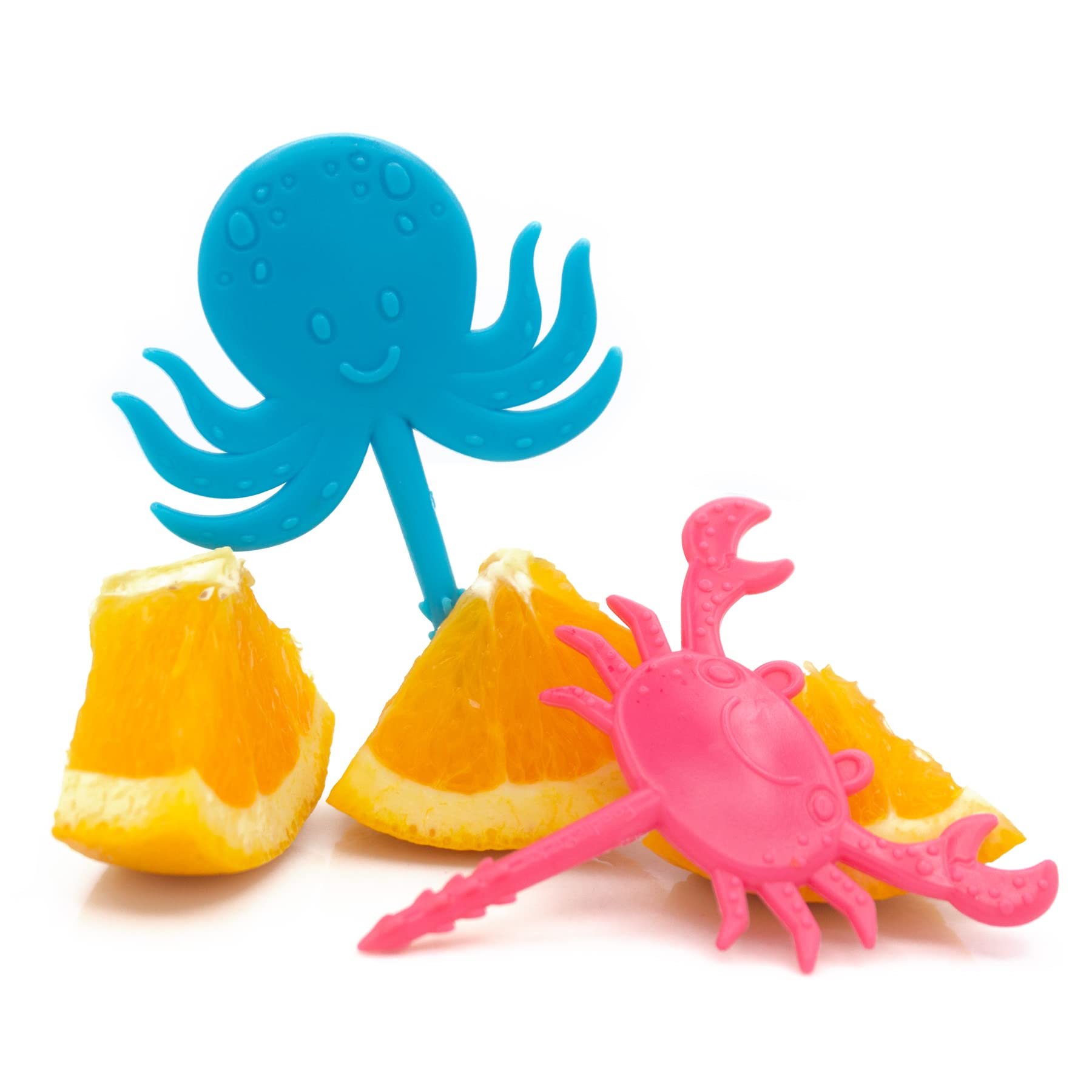 BapronBaby Sea Life Foodie Picks (2 Pack - Crab & Octopus) - BPA Free Toddler Utensils for Self Feeding - Dishwasher Safe Baby Spoons for 18+ Months - Perfect for Preschoolers & Early Learning Mealtime