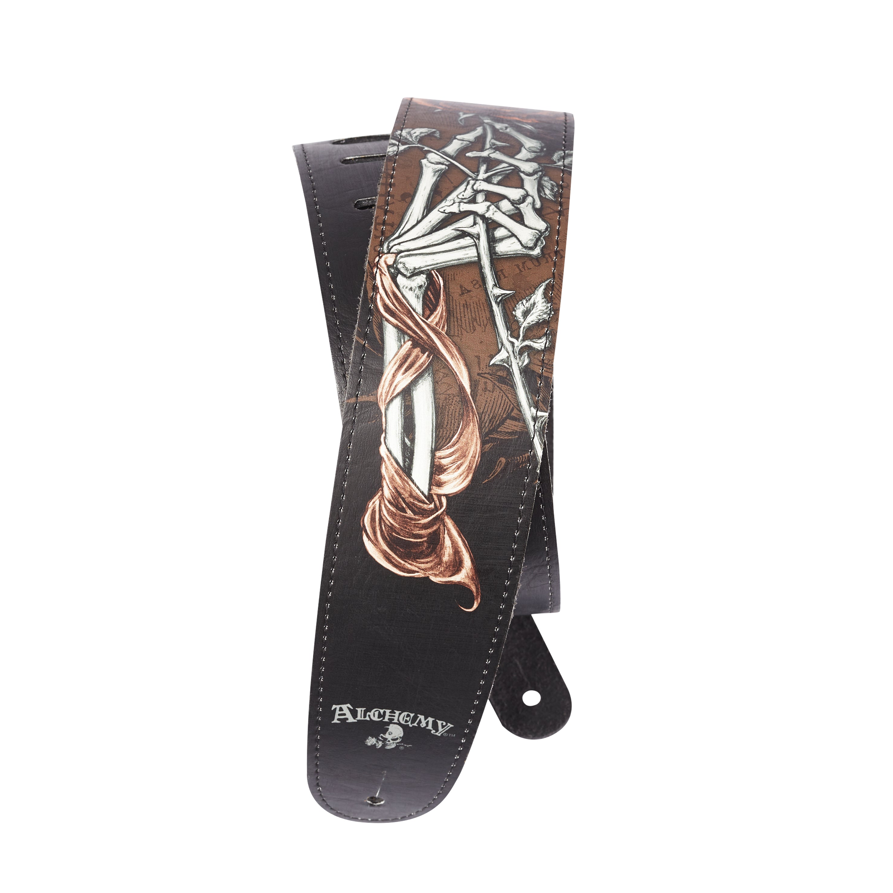 D'Addario Alchemy Leather Guitar Strap - Cryptorosa Pink | Premium Adjustable Guitar Strap for Electric & Acoustic Guitars | Perfect for Live Performances & Studio Sessions
