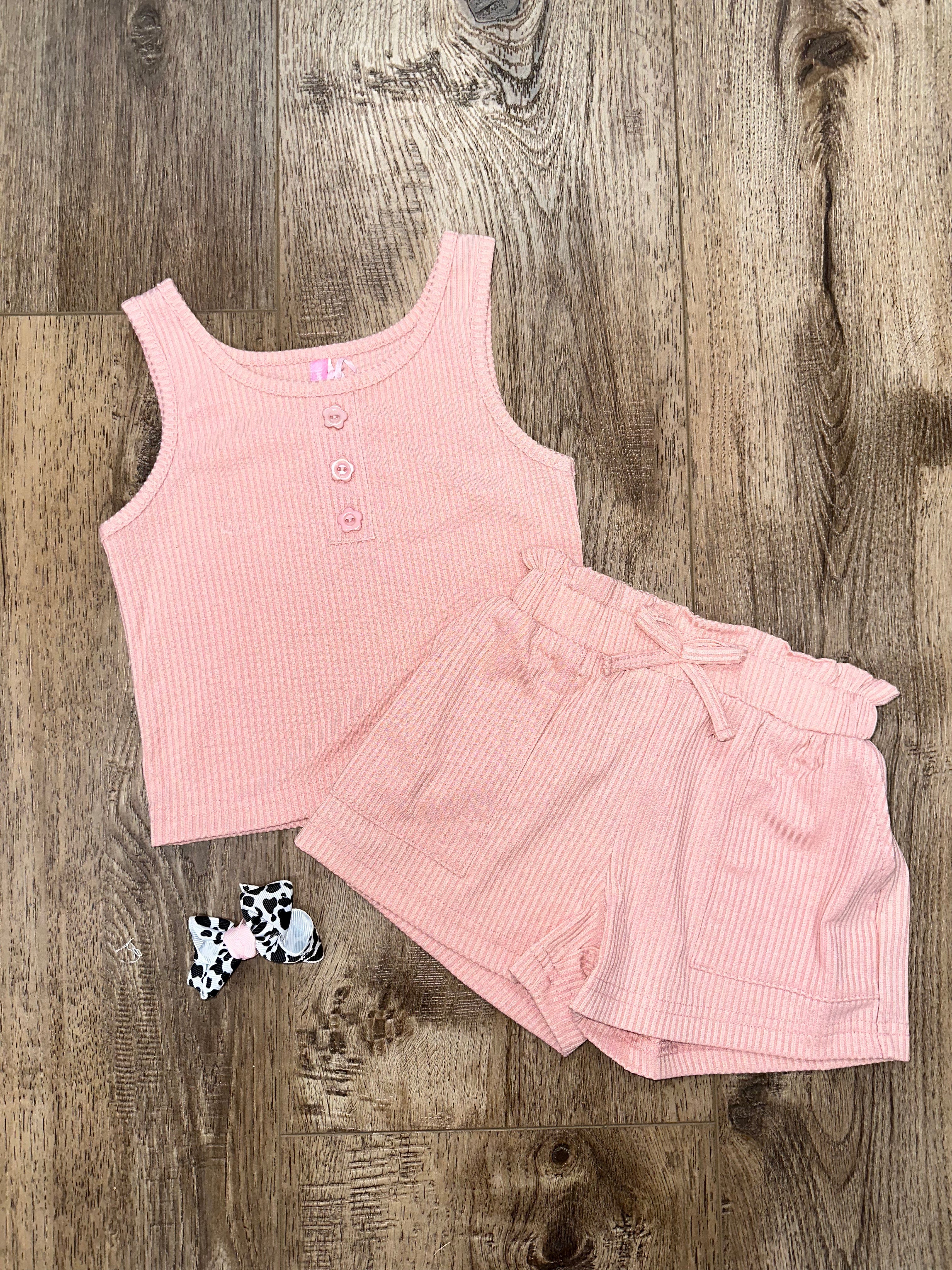 Adorable Pink 2-Piece Button Set for Toddlers - Perfect for Playdates, Parties & Everyday Outfits