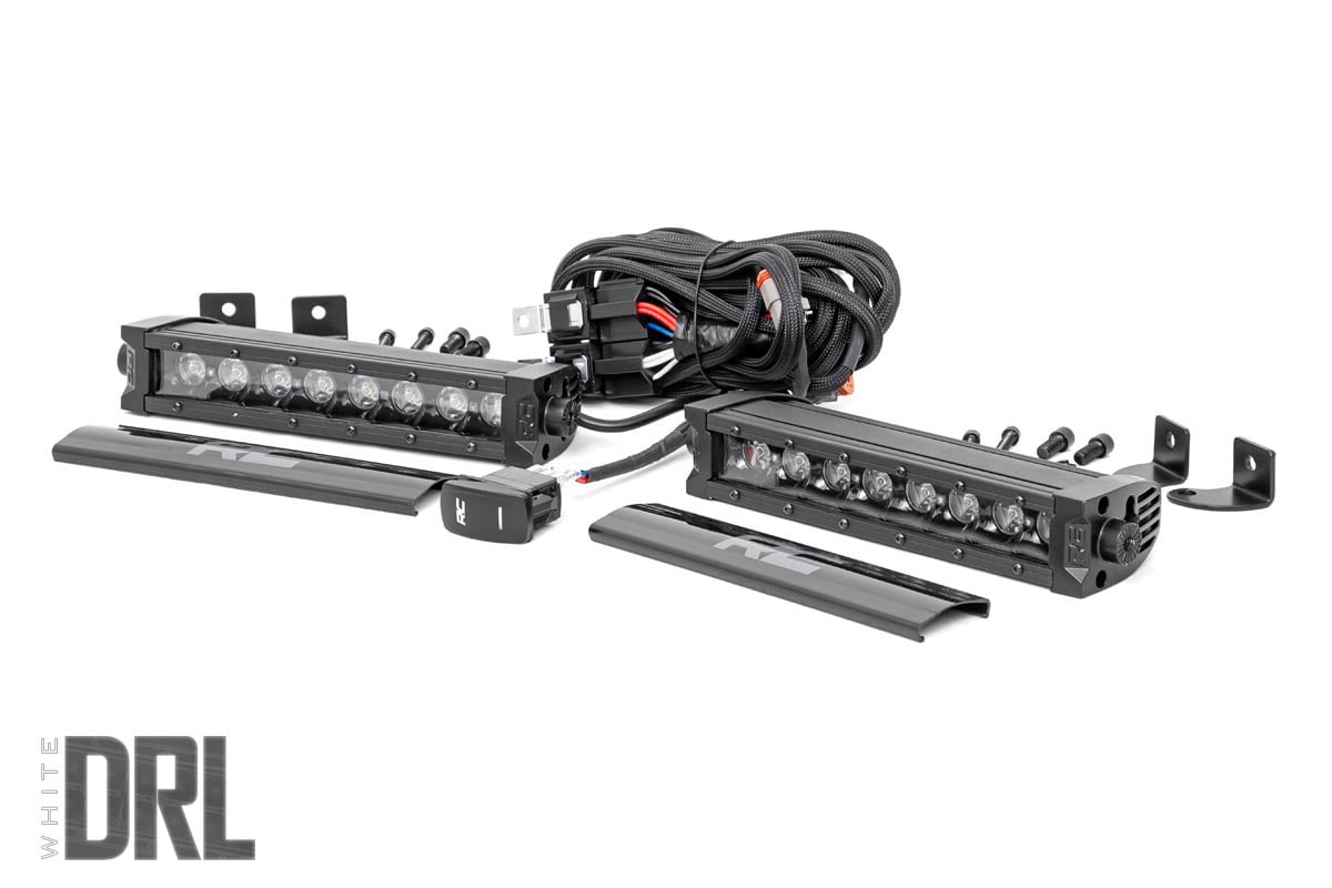 8 Inch Black Series LED Light Bar - Single Row Cool White DRL Pair (70728BLDRL) | Off-Road Lighting for Trucks, Jeeps & ATVs | Waterproof & Durable Design