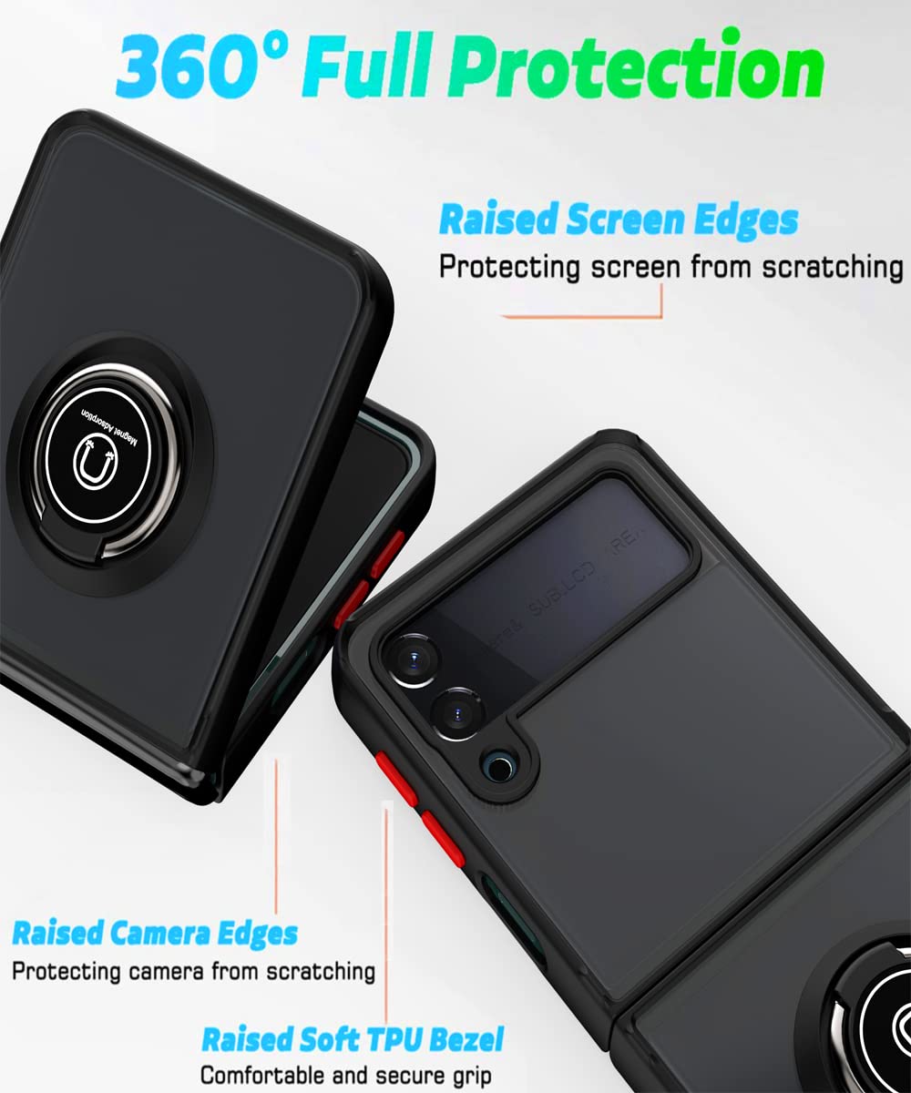 Samsung Galaxy Z Flip 3 5G Case (2021) - 360° Rotating Ring Kickstand, Shockproof Protective Bumper Cover | Perfect for Everyday Use, Travel & Outdoor Activities