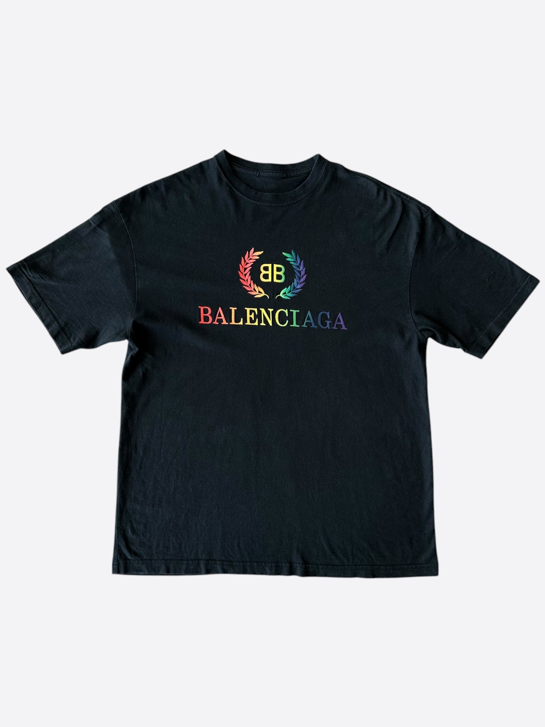 Balenciaga Black Rainbow Logo T-Shirt for Men & Women | Stylish Graphic Tee for Casual Wear, Street Fashion & Everyday Outfits