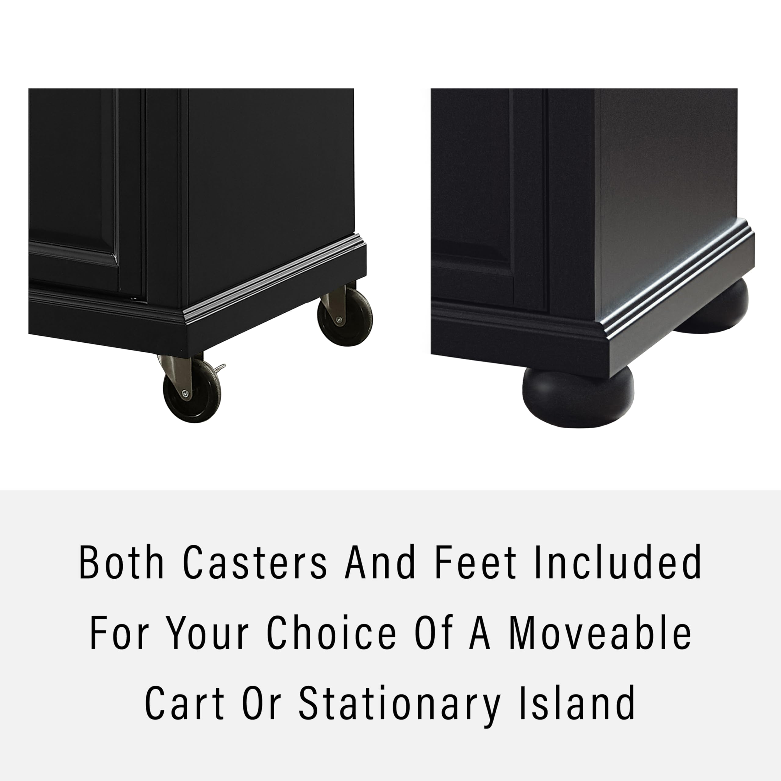 Crosley Alexandria Granite Top Portable Rolling Kitchen Island Cart - Microwave Stand with Storage, Black | Perfect for Small Kitchens, Apartments & Dorm Rooms