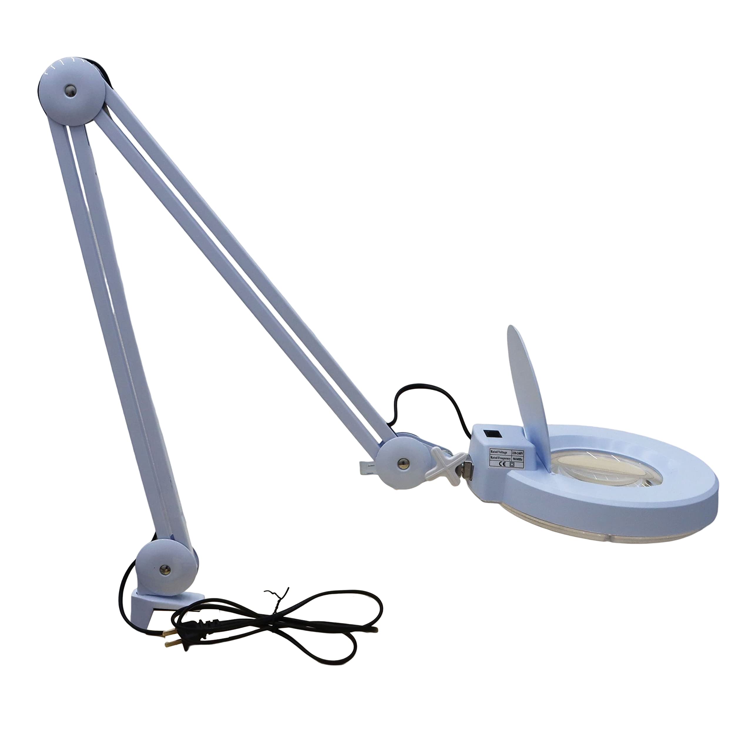 INTBUYING 110V LED Magnifying Lamp with 8X White Glass Lens - Adjustable Desk Clamp Light for Reading, Crafts, Jewelry Making & Precision Work