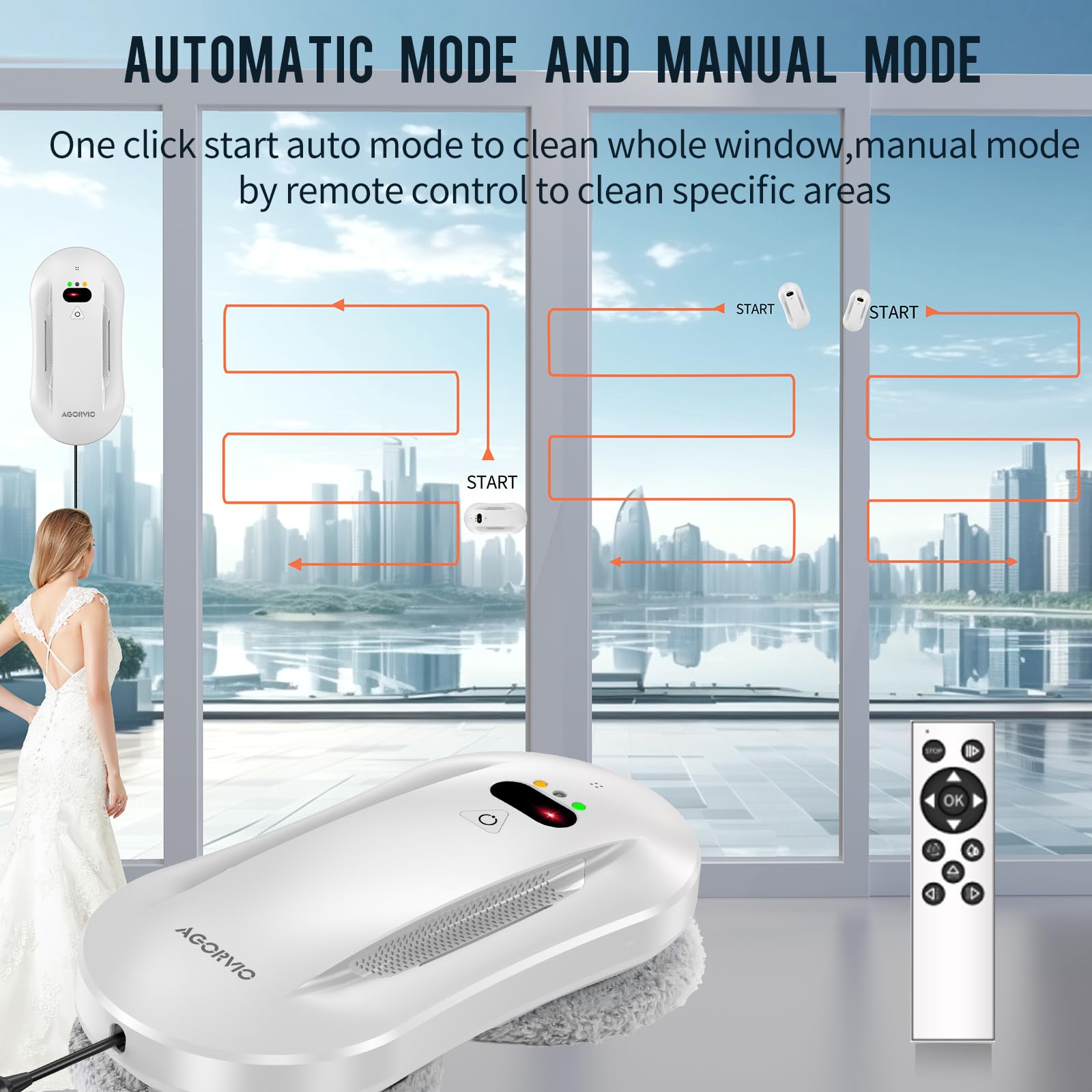 Smart Window Cleaning Robot with Auto Water Spray & Navigation - Automatic Indoor/Outdoor Glass Cleaner with Triple Safety System, Edge Detection & Remote Control | Perfect for High-Rise Buildings, Skylights & Hard-to-Reach Windows