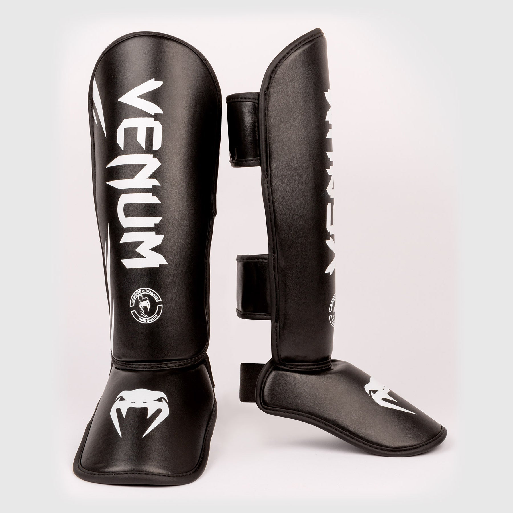 Venum Challenger Kids Shin Guards - Black/White - Youth MMA & Martial Arts Protective Gear for Training & Sparring