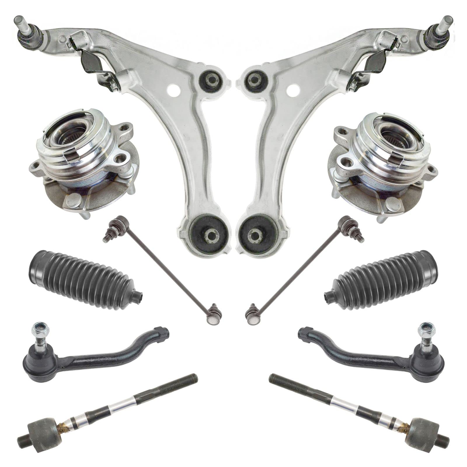12-Piece Steering & Suspension Kit - Control Arms, Wheel Bearings, Tie Rods - Complete Car Repair Set for Smooth Ride & Handling - Perfect for DIY Auto Maintenance & Professional Mechanics