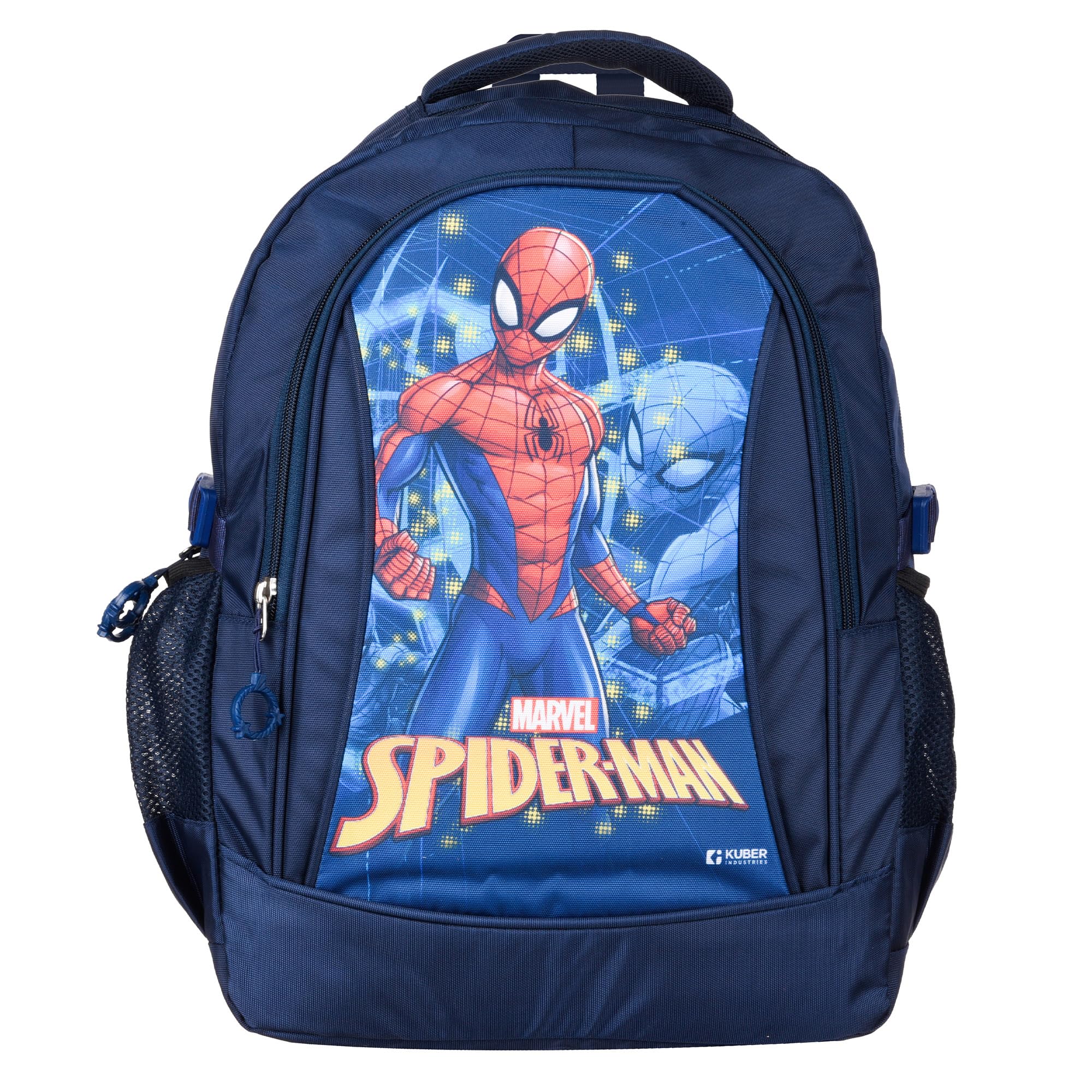Kuber Industries Marvel Spider-Man Backpack for Kids - 3 Compartment School Bookbag for Boys & Girls | Navy Blue Superhero Backpack | Perfect for School, Travel & Daily Use