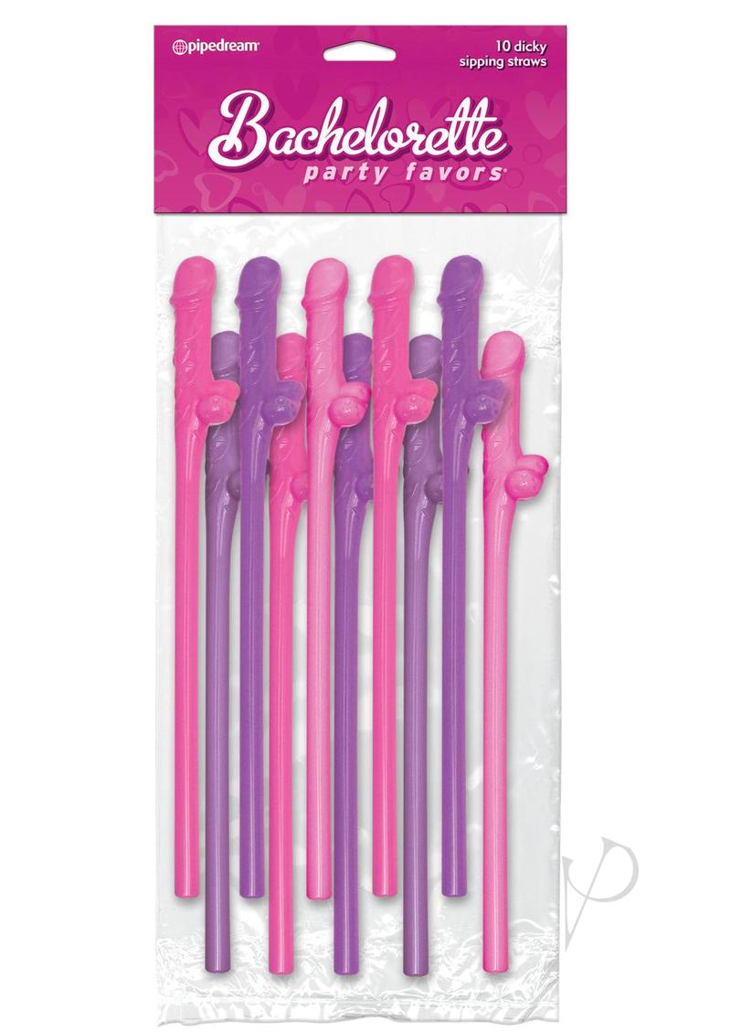 Bachelorette Party Favors - Fun Pink and Purple Dicky Sipping Straws for Bridal Showers & Girls Night Out