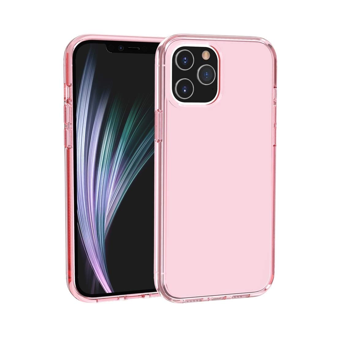 Shockproof Terminator Style Clear Protective Case for iPhone 12 Pro Max - Pink | Ultra Slim Durable Cover with Military-Grade Drop Protection | Perfect for Outdoor Activities, Travel & Daily Use