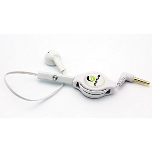 Retractable Mono Earphone with Mic - 3.5mm Hands-Free Headset for Samsung Galaxy Tab A 10.1 (2019) - Perfect for Driving, Gaming & Office Calls