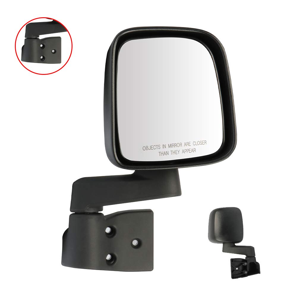Replacement Passenger Side Mirror for 2003-2006 Jeep Wrangler TJ - Right Side Manual Adjust & Fold Mirror - Perfect for Off-Roading & Daily Driving
