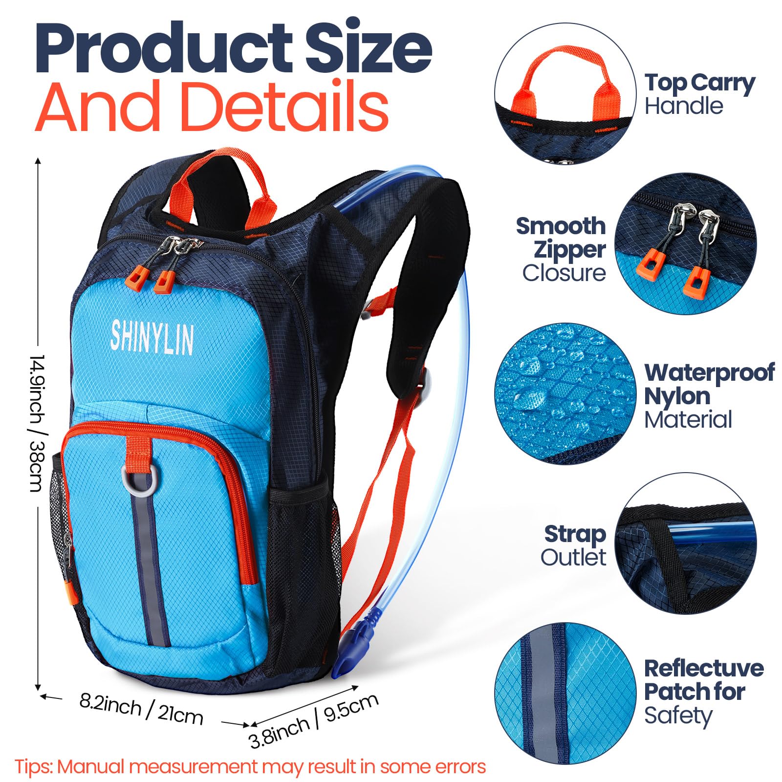 2 Pack Kids Hydration Backpack with 1.5L Leakproof Water Bladder - Lightweight Hiking Backpack for Boys & Girls - Perfect for Running, Climbing, School & Outdoor Adventures
