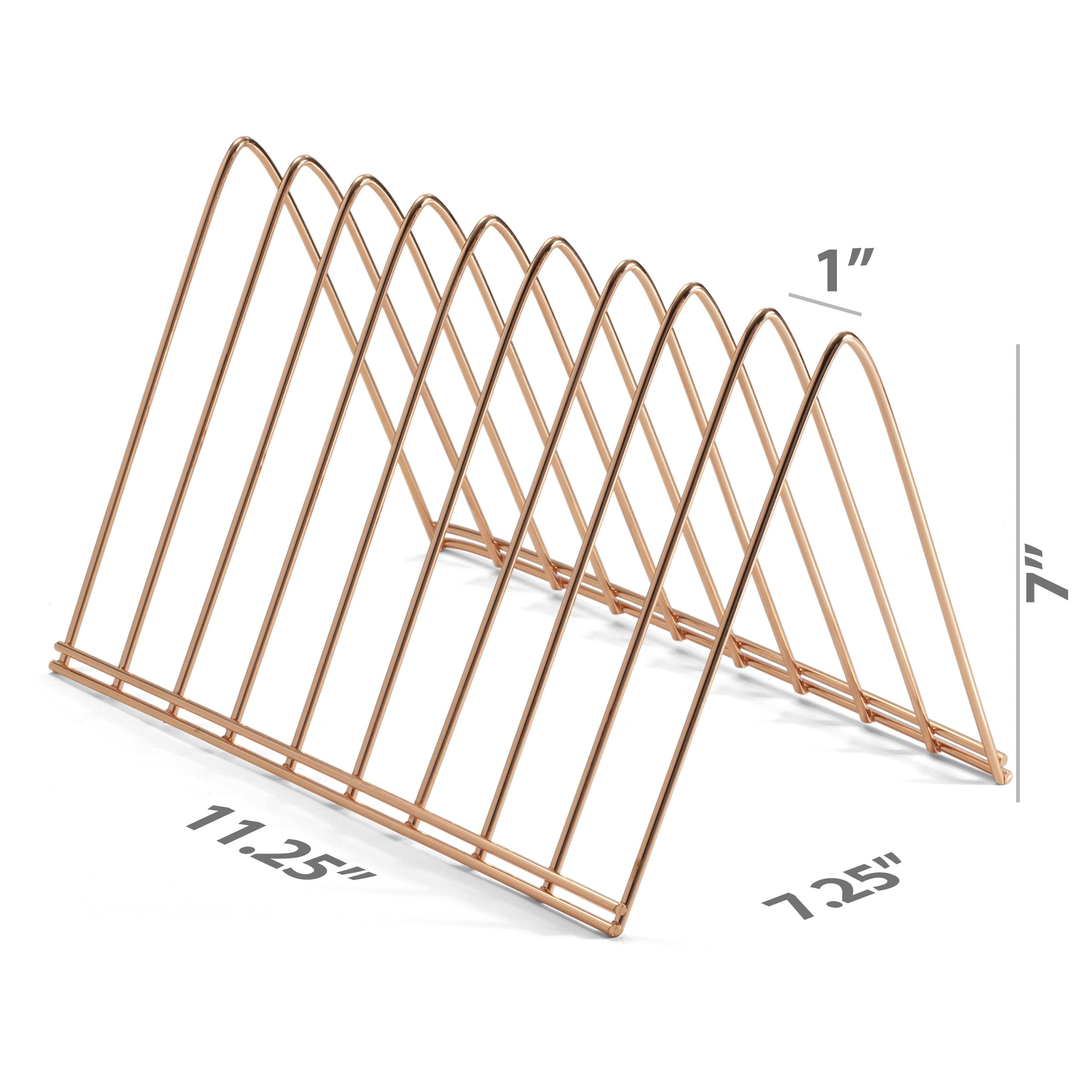 Officemate 93151 Rose Gold Triangular Wire File Sorter - Desktop Document Organizer for Home Office, School, or Workspace - Perfect for Bills, Mail, and Paper Organization