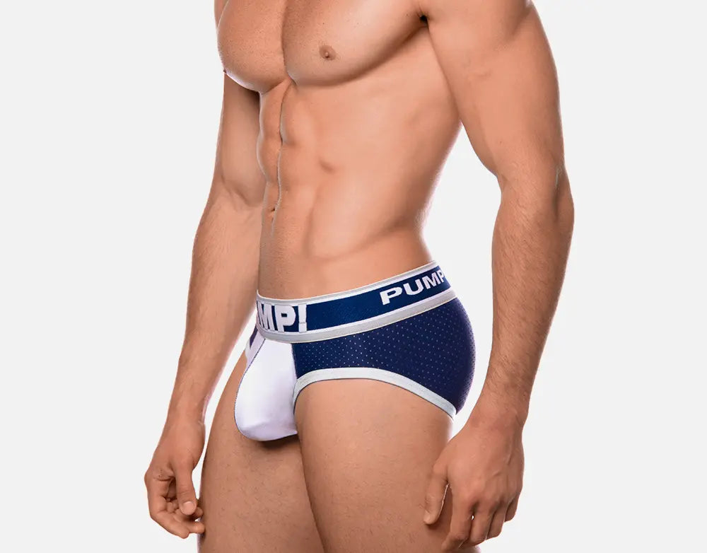 PUMP! Touchdown Thunder Mesh Briefs for Men - Breathable Comfort Underwear - Navy Blue - Perfect for Sports, Workout & Everyday Wear