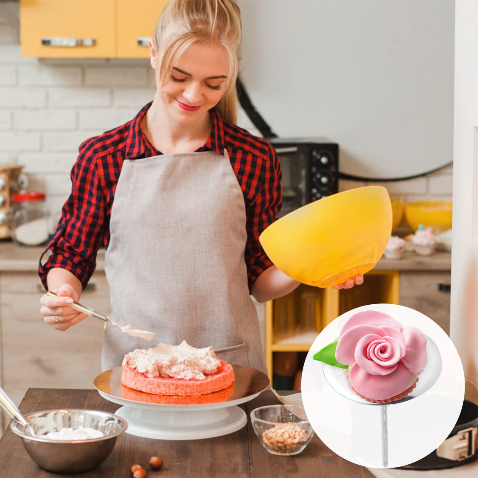 4 Pcs Stainless Steel Cake Decorating Nails - Cupcake Flower Decor Tools with Heating Core for Baking, Wedding Cakes & DIY Dessert Decoration