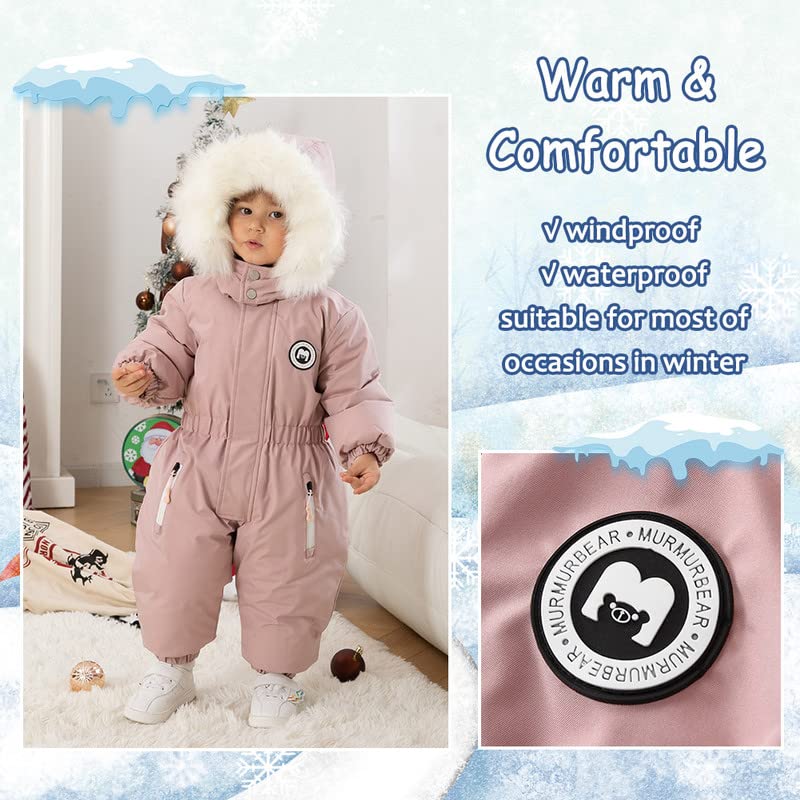DEARBB Toddler Snowsuit - Hooded Winter Romper Jumpsuit for Baby Boys & Girls | Warm One-Piece Outfit for Cold Weather | Perfect for Snow Play, Outdoor Activities & Winter Adventures