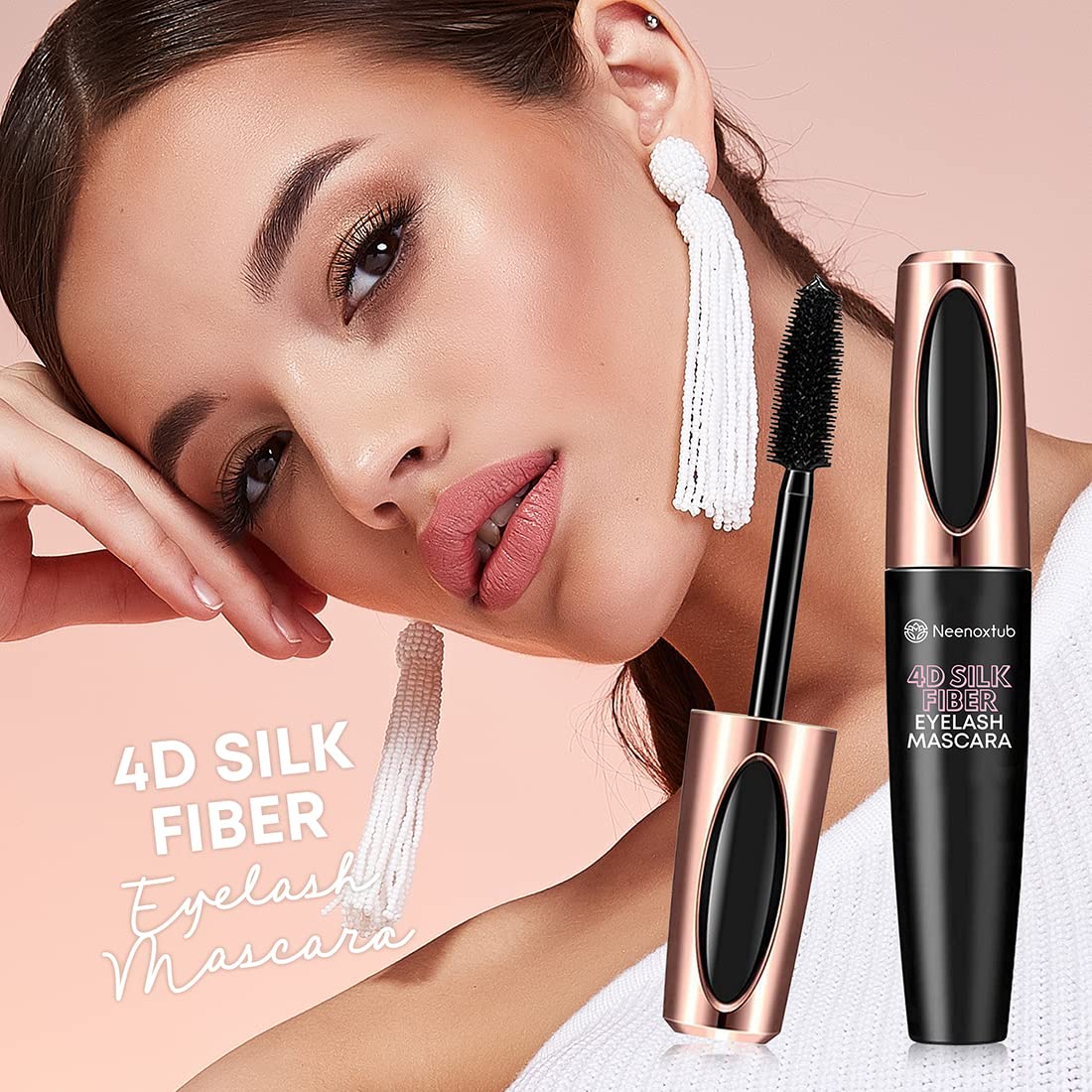 4D Silk Fiber Lash Mascara - Lengthening & Volumizing Black Mascara, Waterproof & Smudge-Proof, Hypoallergenic Formula, 2 Pack - Perfect for Daily Wear, Special Occasions & Sensitive Eyes
