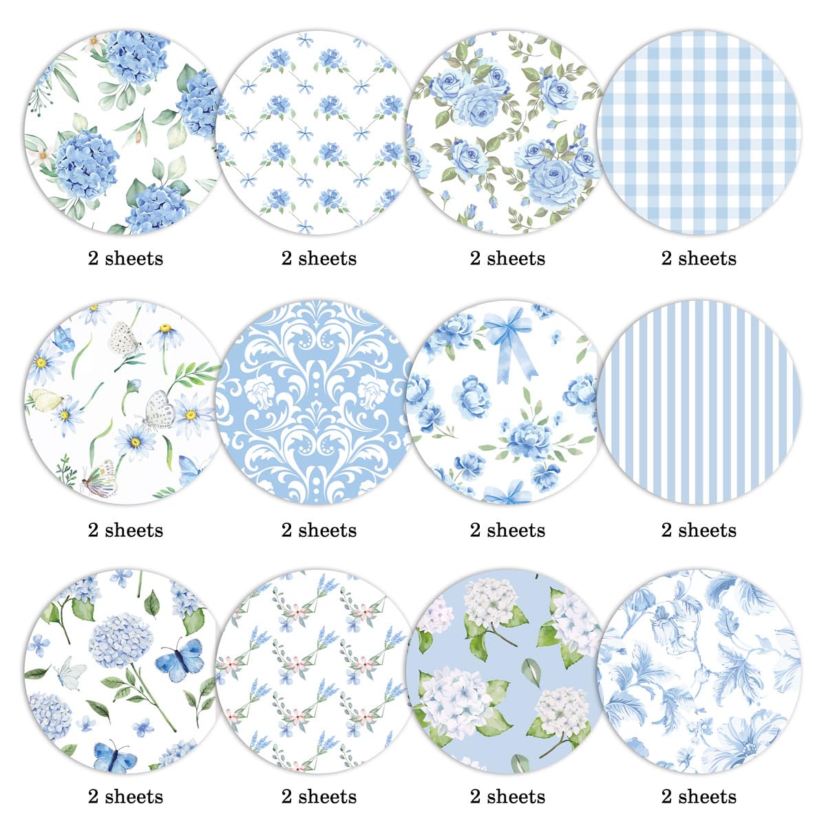 WLXTREE Blue Floral Scrapbook Paper - 24 Sheets Double Sided Light Blue Hydrangea Patterned Cardstock for Card Making, Photo Albums, Journals & DIY Crafts | Perfect for Scrapbooking, Invitations, Gift Wrapping & Home Decor