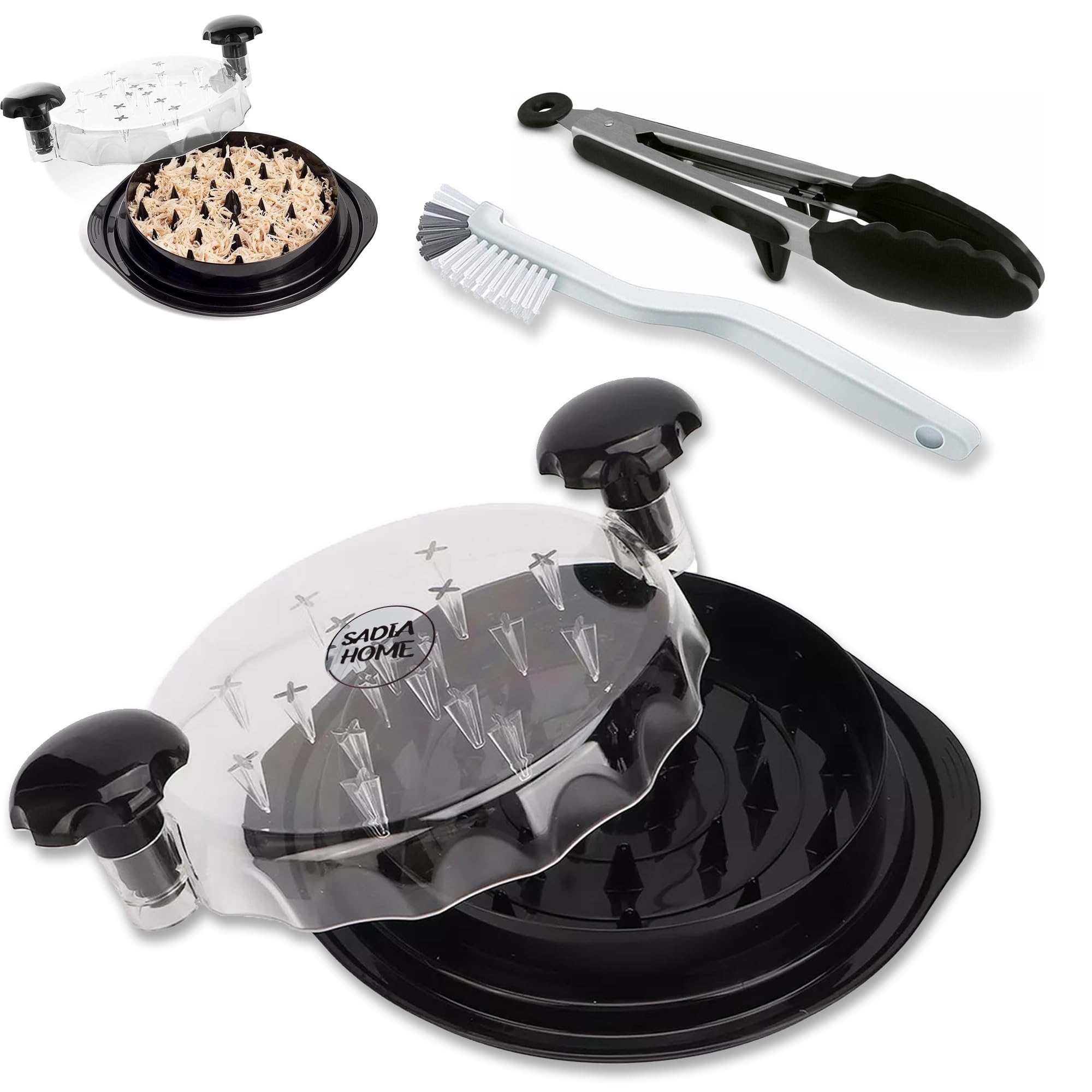 Premium Chicken Shredder Tool with Non-Slip Base & Cleaning Brush - Durable Meat Shredder for Chicken Breast, Pulled Pork & Meal Prep - Compact Kitchen Gadget for Home Cooks & BBQ Enthusiasts - Perfect for Tacos, Sandwiches & Salad Toppings